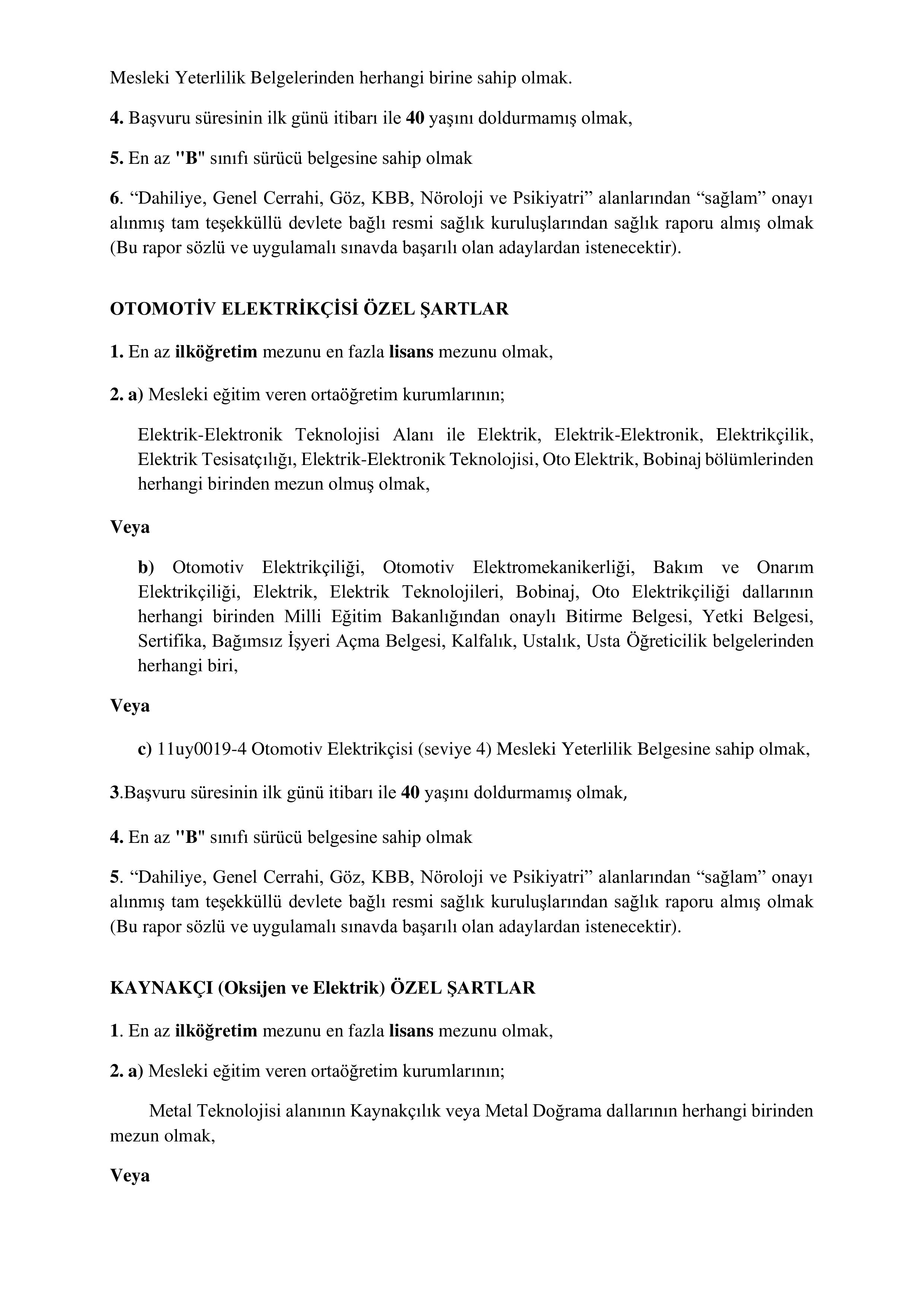 ORMAN GENEL MÜDÜRLÜĞÜ 4 SüREKLİ İŞÇİ ALACAK ( 31 Aralık - 5 Ocak) İlan İçeriği Sayfa 3