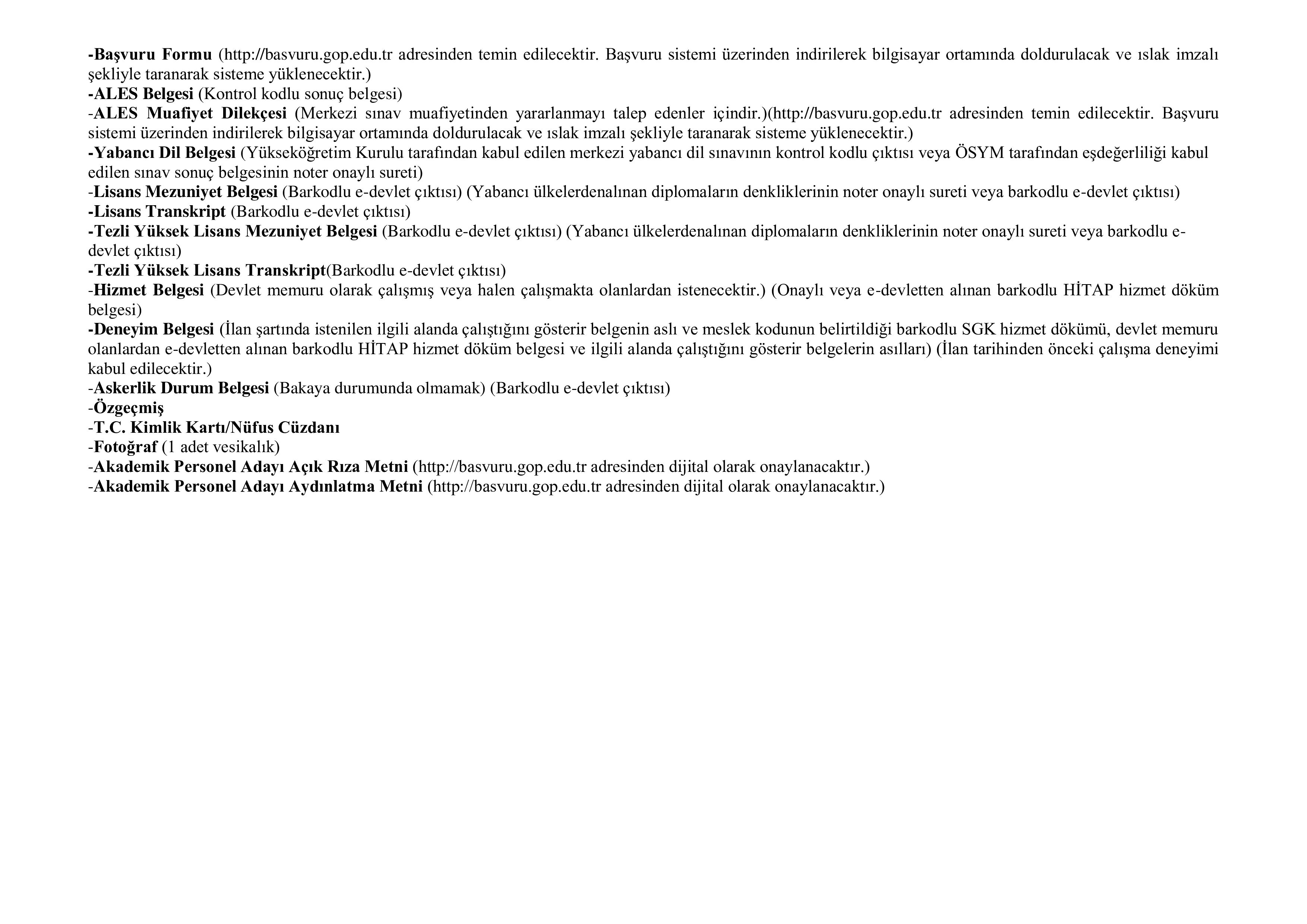 TOKAT GAZİOSMANPAŞA ÜNİVERSİTESİ 78 ÖĞRETİM ÜYESİ ALACAK ( 31 Aralık - 14 Ocak) İlan İçeriği Sayfa 3