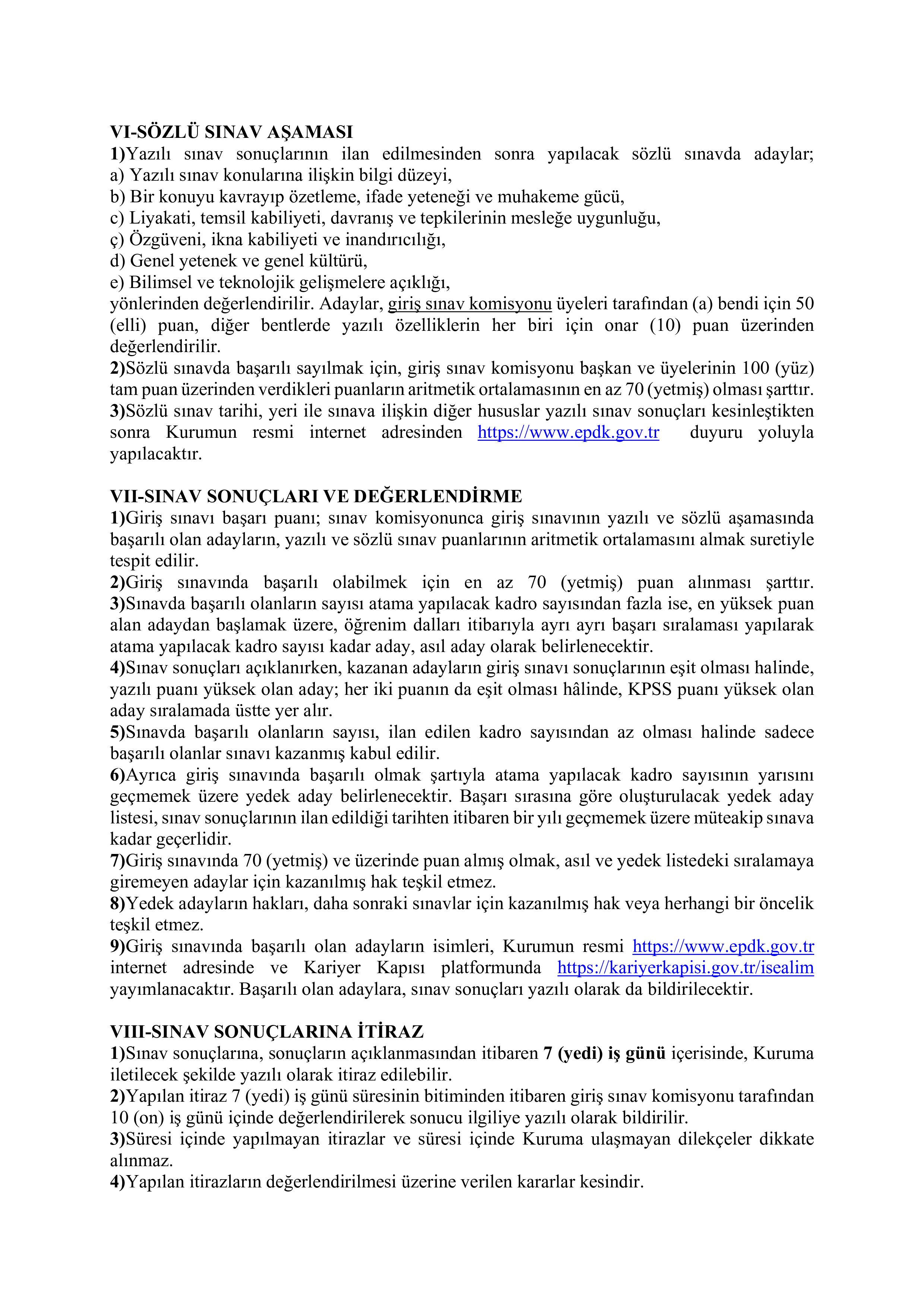 ENERJİ PİYASASI DÜZENLEME KURUMU BAŞKANLIĞI 18 ENERJİ UZMAN YARDIMCISI ALACAK ( 3 Kasım - 17 Kasım) İlan İçeriği Sayfa 5