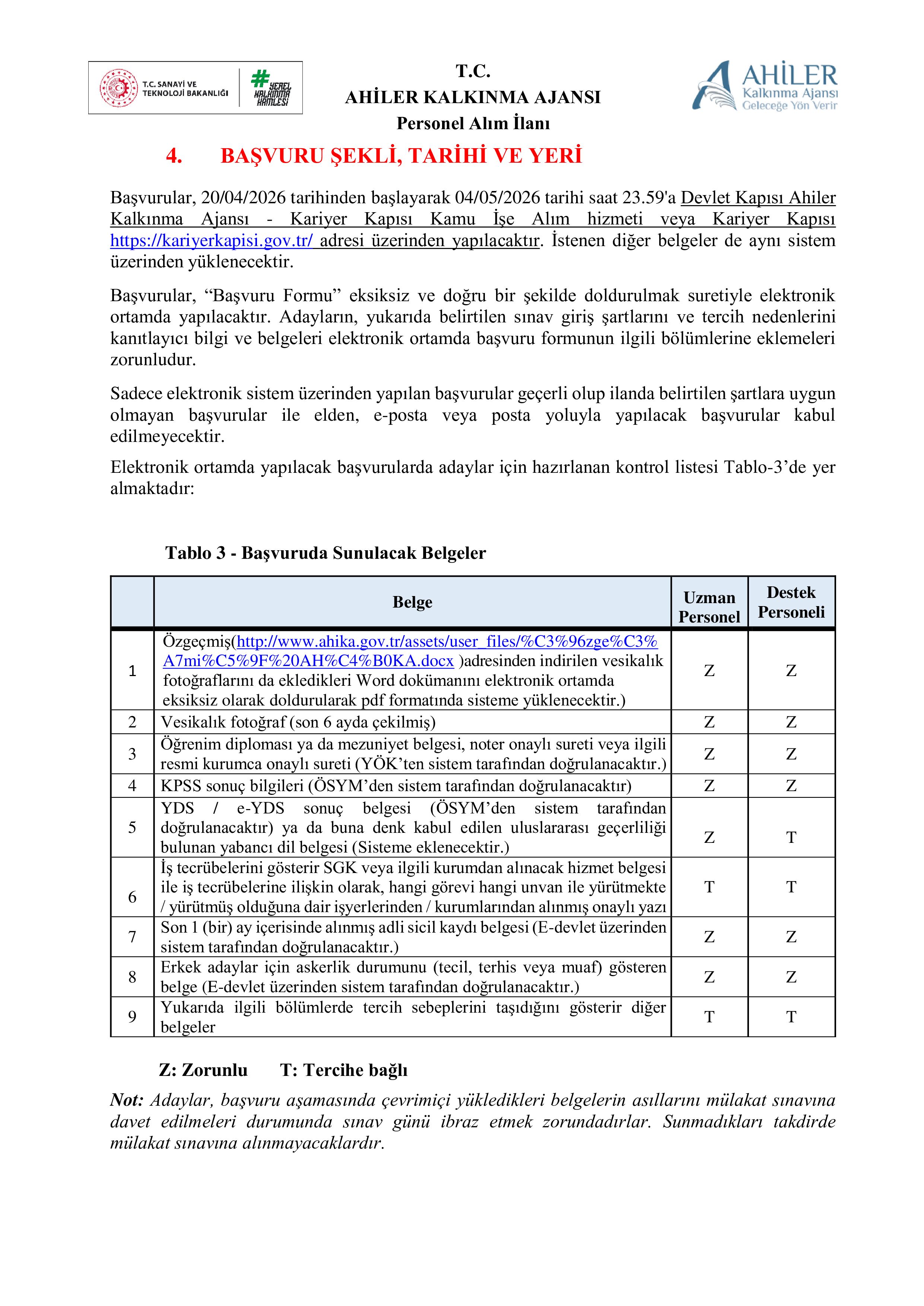 AHİLER KALKINMA AJANSI 6 SÖZLEŞMELİ PERSONEL ALACAK ( 20 Nisan - 4 Mayıs) İlan İçeriği Sayfa 7