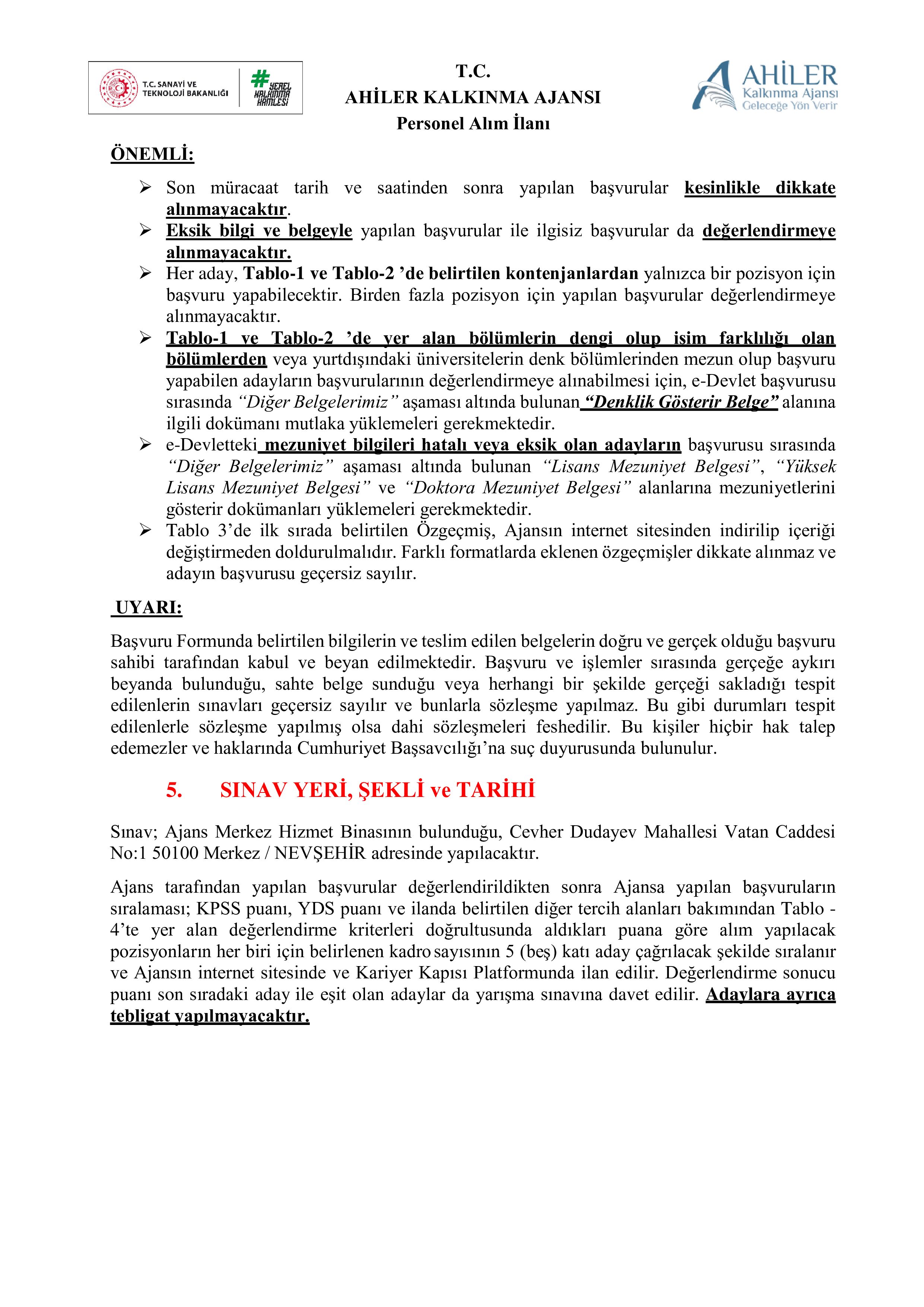 AHİLER KALKINMA AJANSI 6 SÖZLEŞMELİ PERSONEL ALACAK ( 20 Nisan - 4 Mayıs) İlan İçeriği Sayfa 8