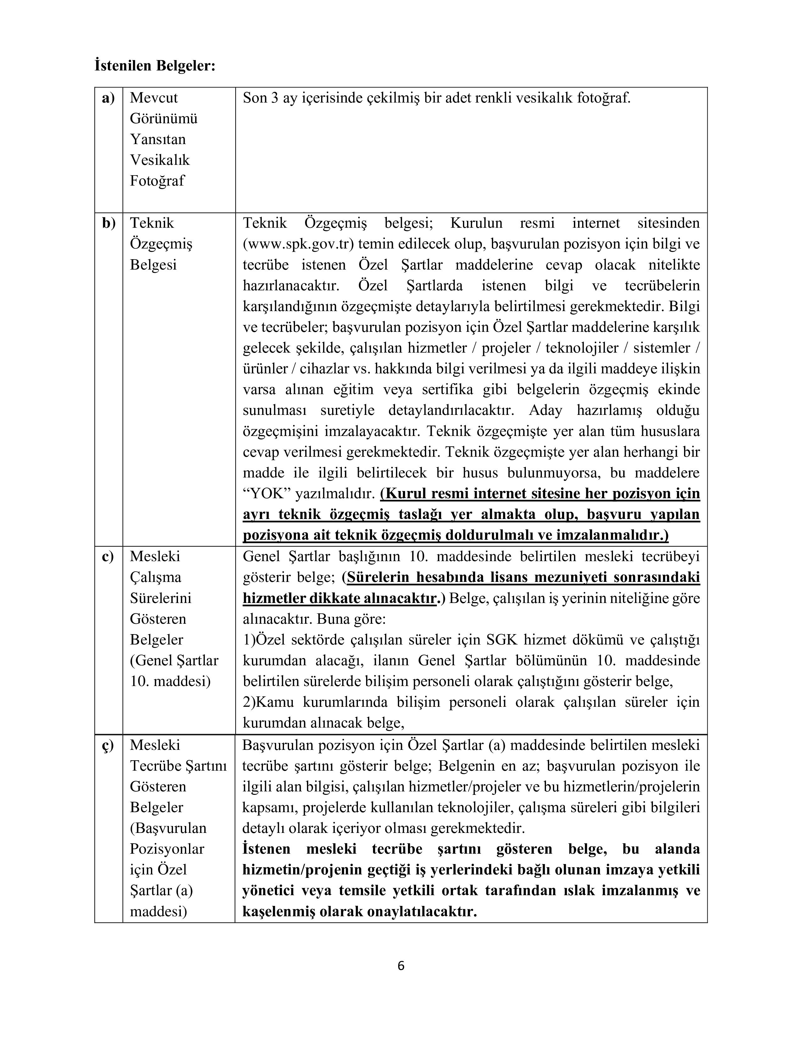 İlan İçeriği Sayfa 6 SERMAYE PİYASASI KURULU BAŞKANLIĞI 9 ALACAK ( 1 Nisan - 15 Nisan) İlan İçeriği Sayfa 6
