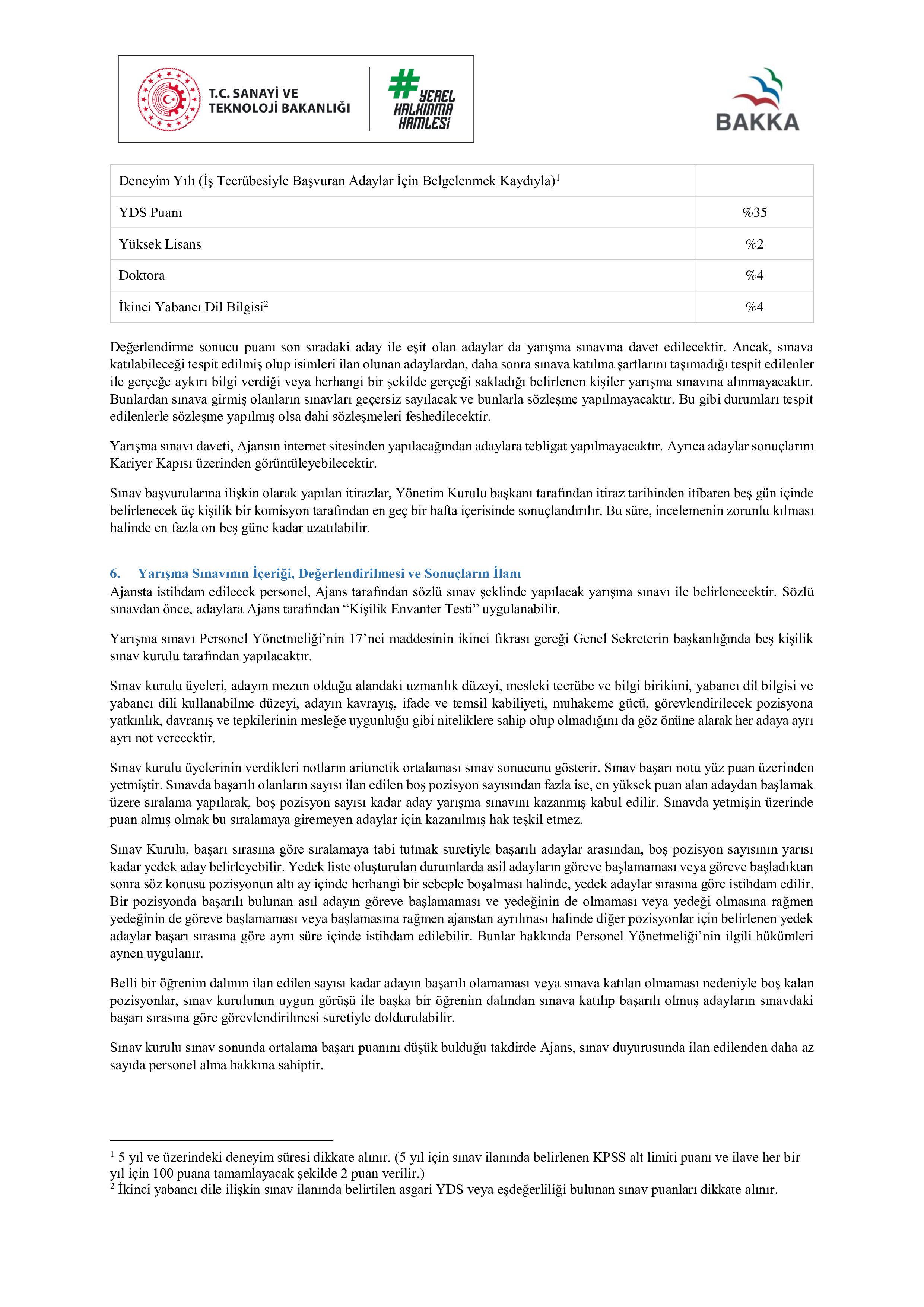 BATI KARADENİZ KALKINMA AJANSI 4 SÖZLEŞMELİ PERSONEL ALACAK ( 30 Mart - 19 Nisan) İlan İçeriği Sayfa 4