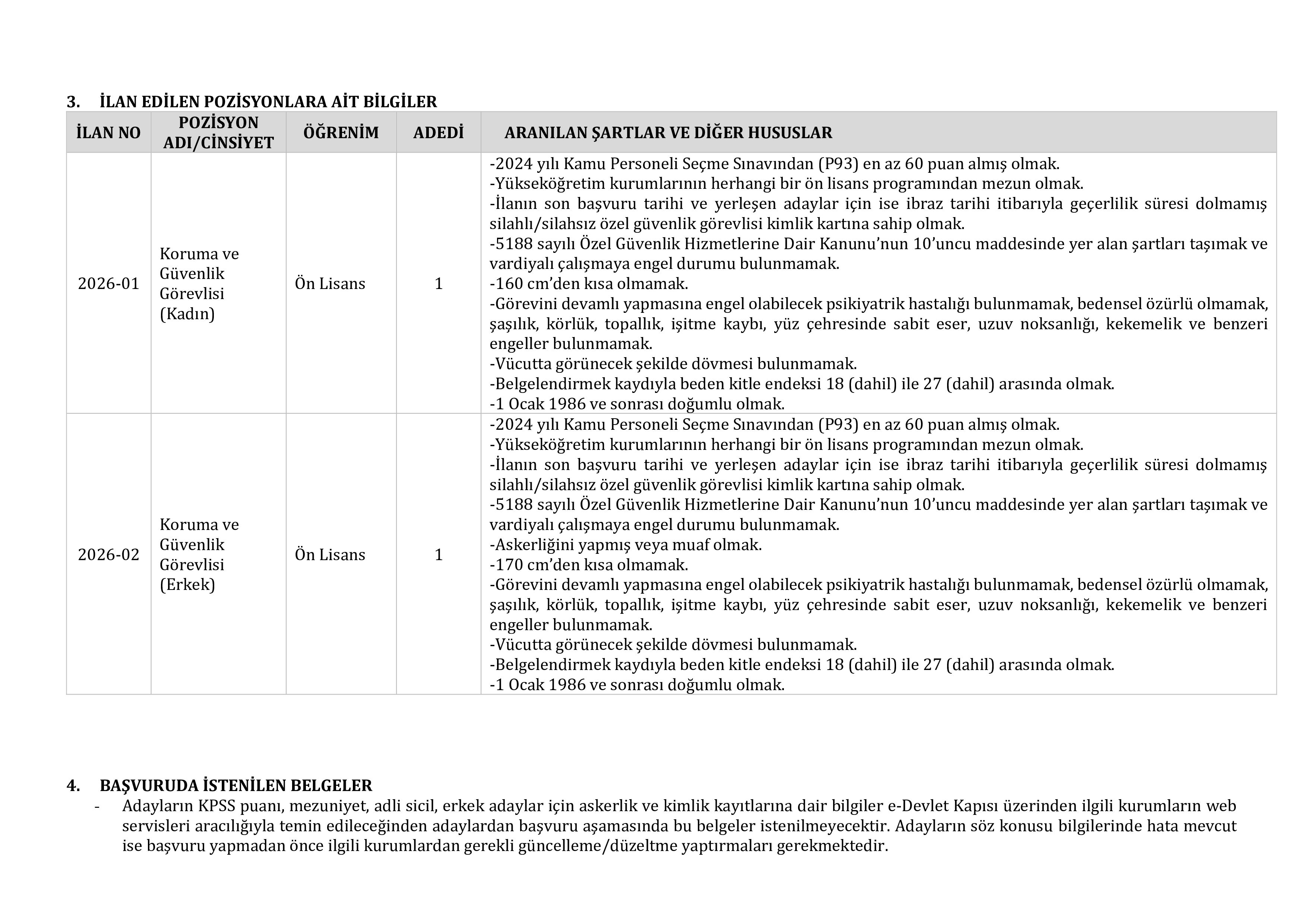 BARTIN ÜNİVERSİTESİ 2 SÖZLEŞMELİ PERSONEL ALACAK ( 4 Mayıs - 18 Mayıs) İlan İçeriği Sayfa 2