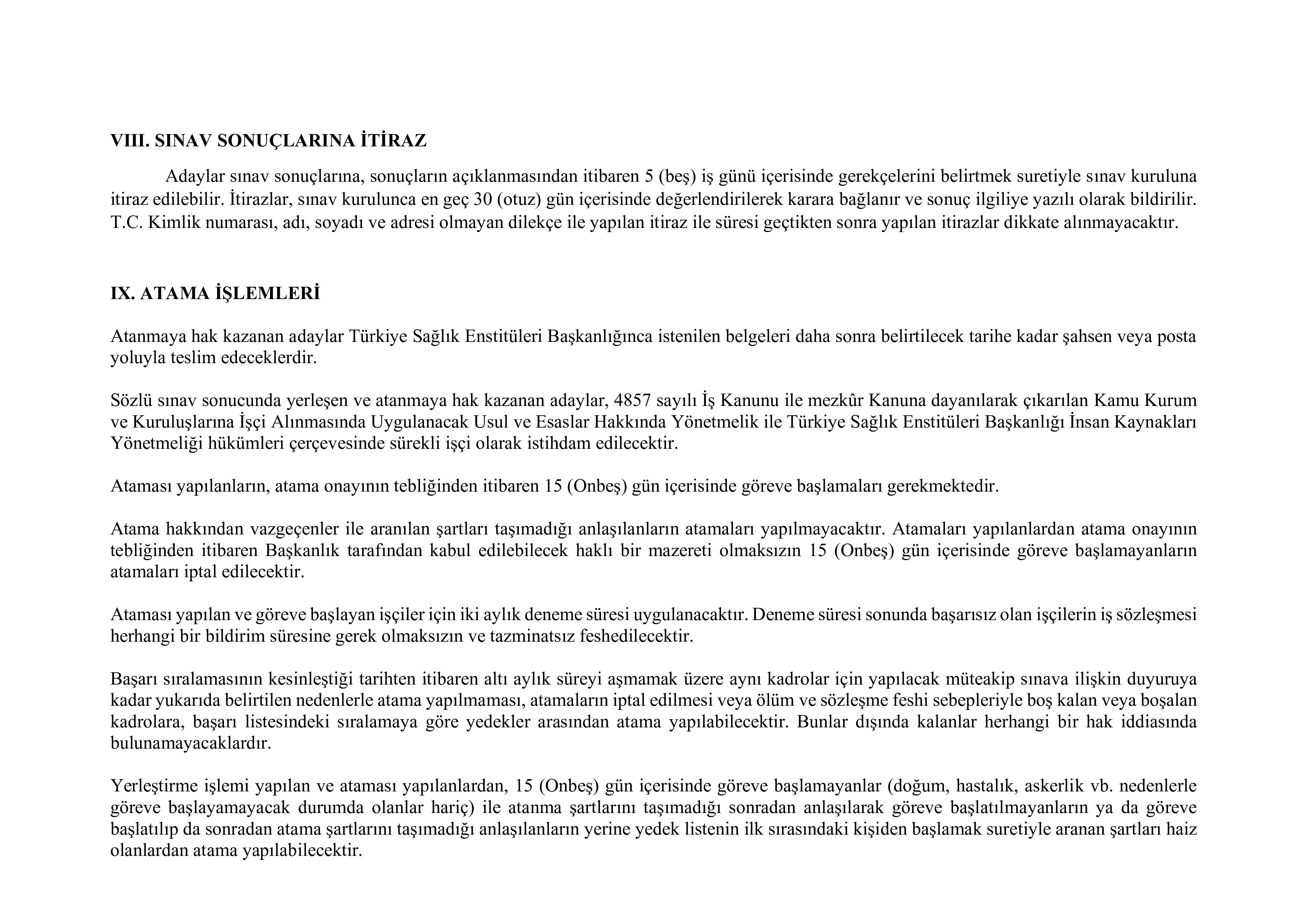 TÜRKİYE SAĞLIK ENSTİTÜLERİ BAŞKANLIĞI 10 SüREKLİ İŞÇİ ALACAK ( 8 Haziran - 12 Haziran) İlan İçeriği Sayfa 15