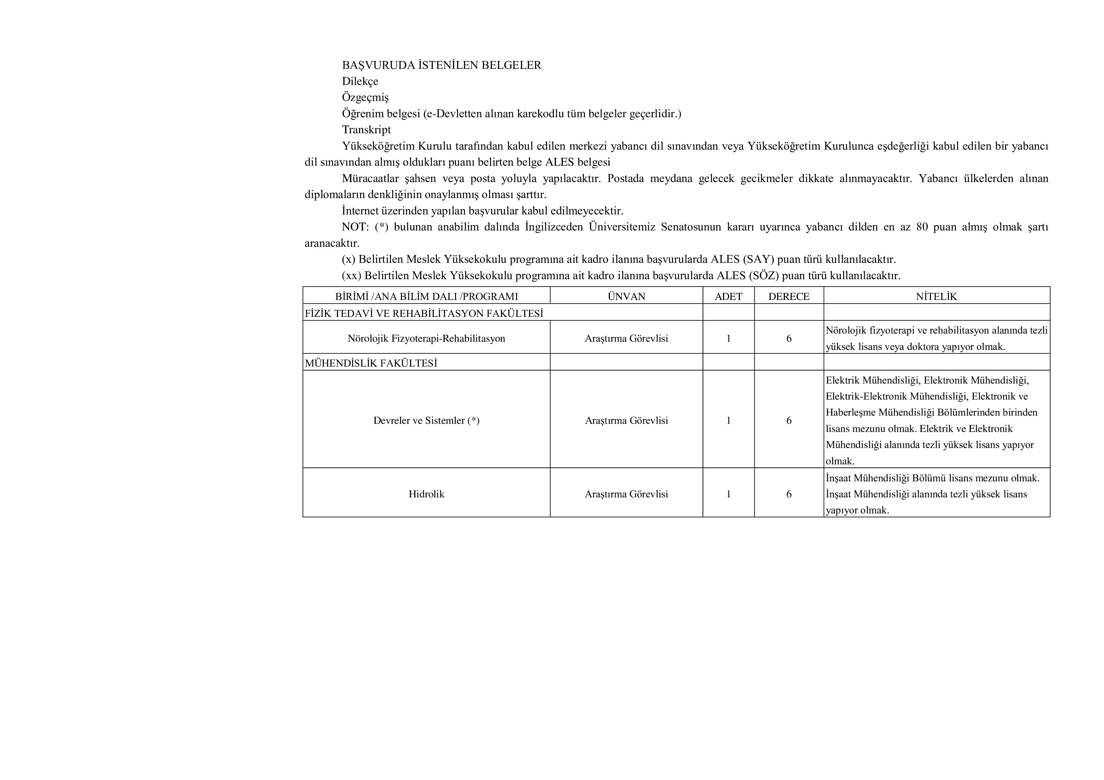 DOKUZ EYLÜL ÜNİVERSİTESİ 7  ALACAK ( 5 Kasım - 20 Kasım) İlan İçeriği Sayfa 2