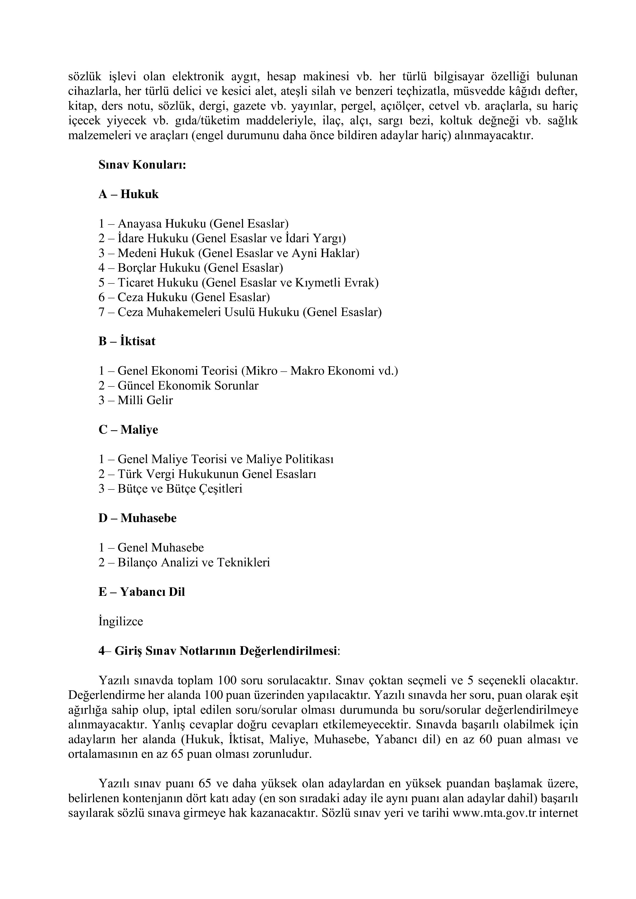 MADEN TETKİK VE ARAMA GENEL MÜDÜRLÜĞÜ 4 MÜFETTİŞ YARDIMCISI ALACAK ( 5 Mayıs - 16 Mayıs) İlan İçeriği Sayfa 3