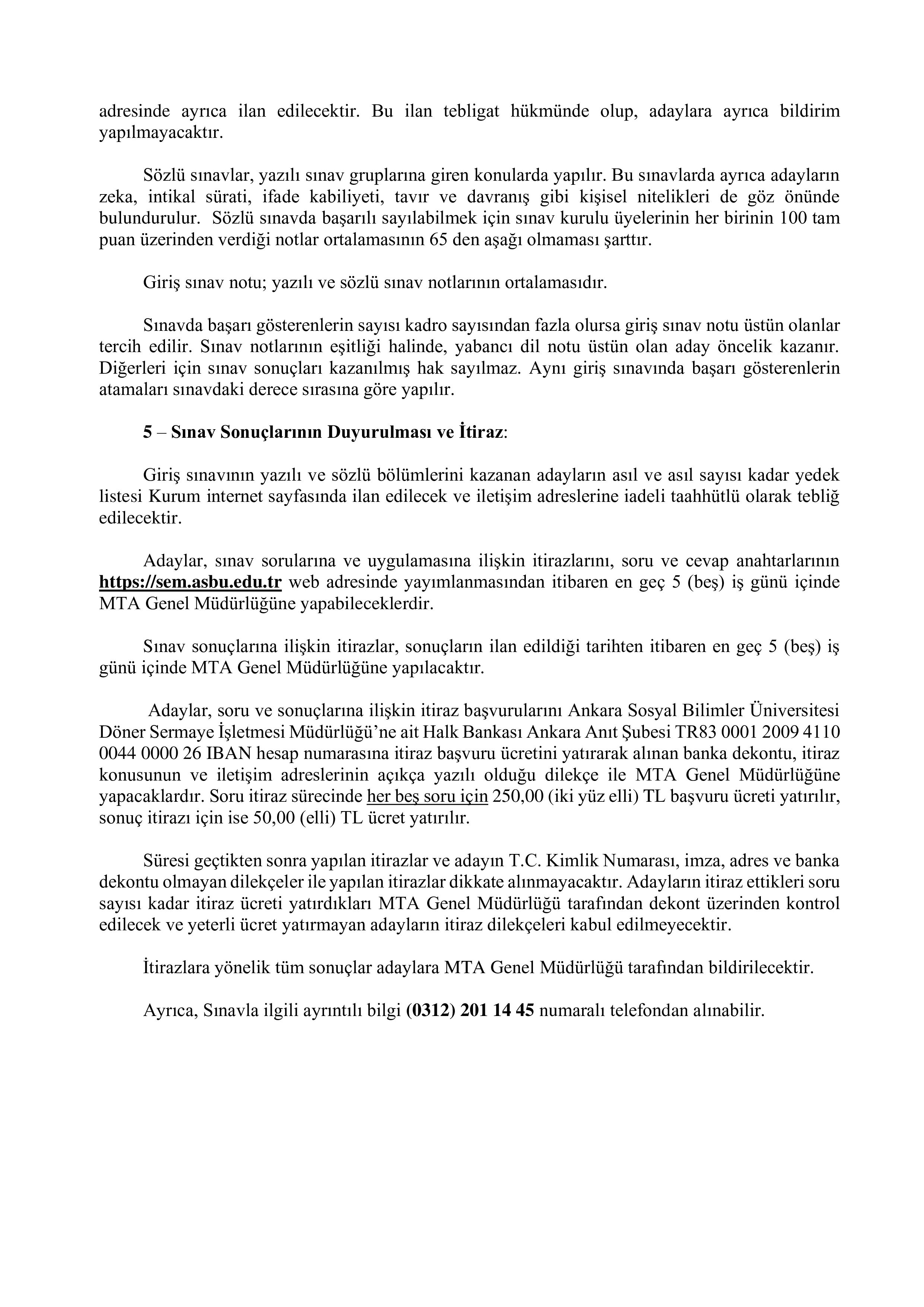 MADEN TETKİK VE ARAMA GENEL MÜDÜRLÜĞÜ 4 MÜFETTİŞ YARDIMCISI ALACAK ( 5 Mayıs - 16 Mayıs) İlan İçeriği Sayfa 4