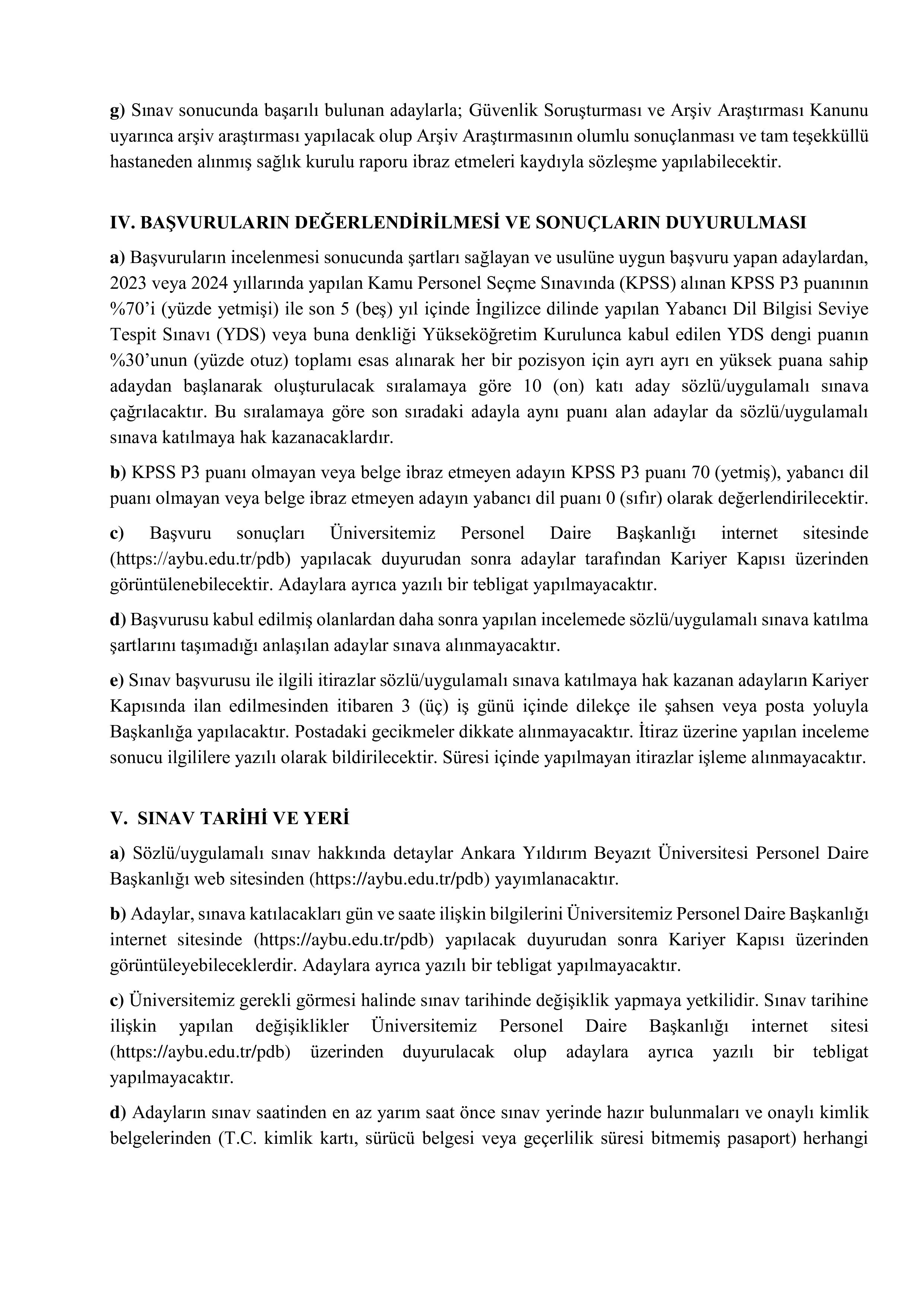 ANKARA YILDIRIM BEYAZIT ÜNİVERSİTESİ 1 SÖZLEŞMELİ BİLİŞİM PERSONELİ ALACAK ( 6 Ekim - 20 Ekim) İlan İçeriği Sayfa 4