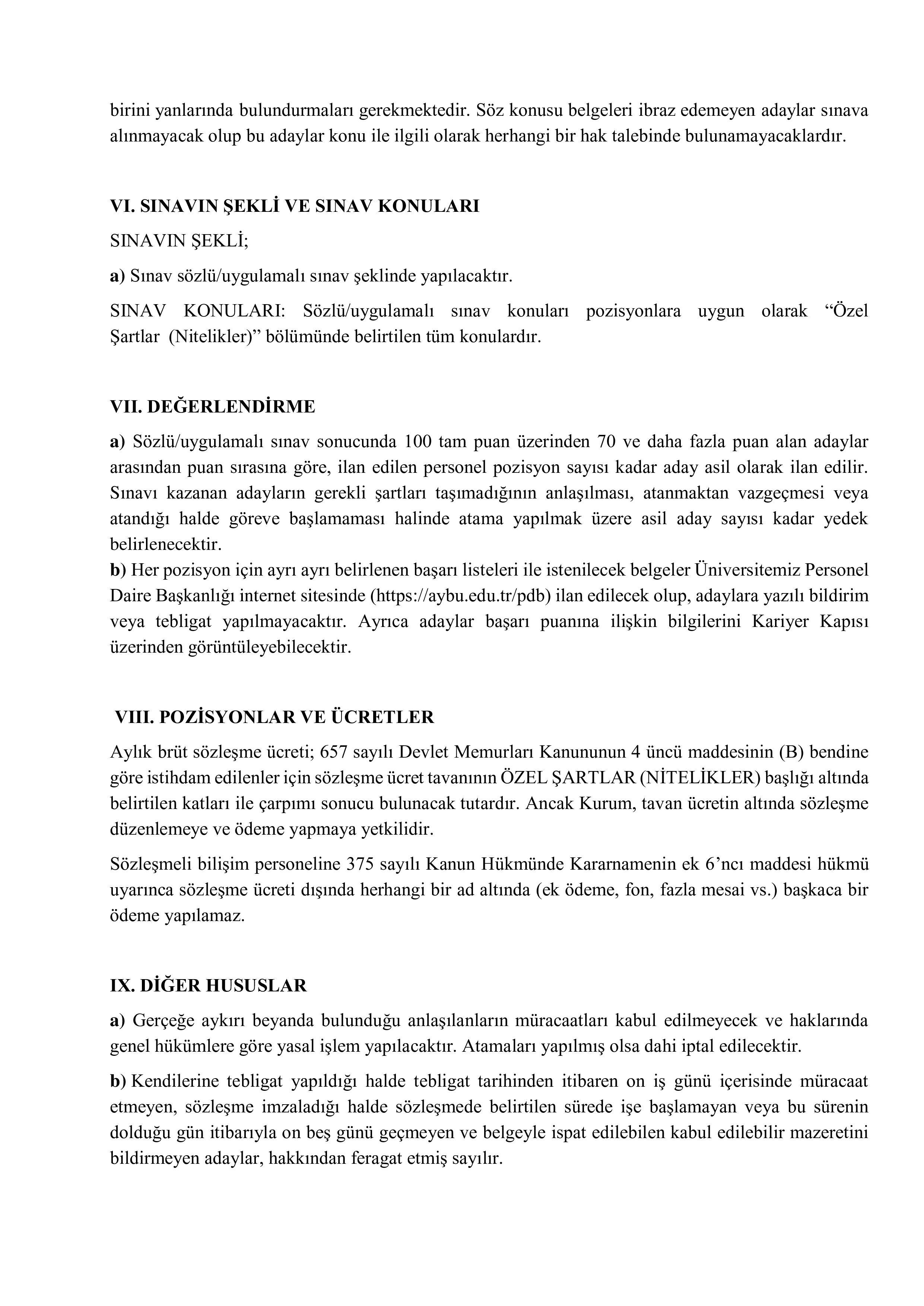 ANKARA YILDIRIM BEYAZIT ÜNİVERSİTESİ 1 SÖZLEŞMELİ BİLİŞİM PERSONELİ ALACAK ( 6 Ekim - 20 Ekim) İlan İçeriği Sayfa 5