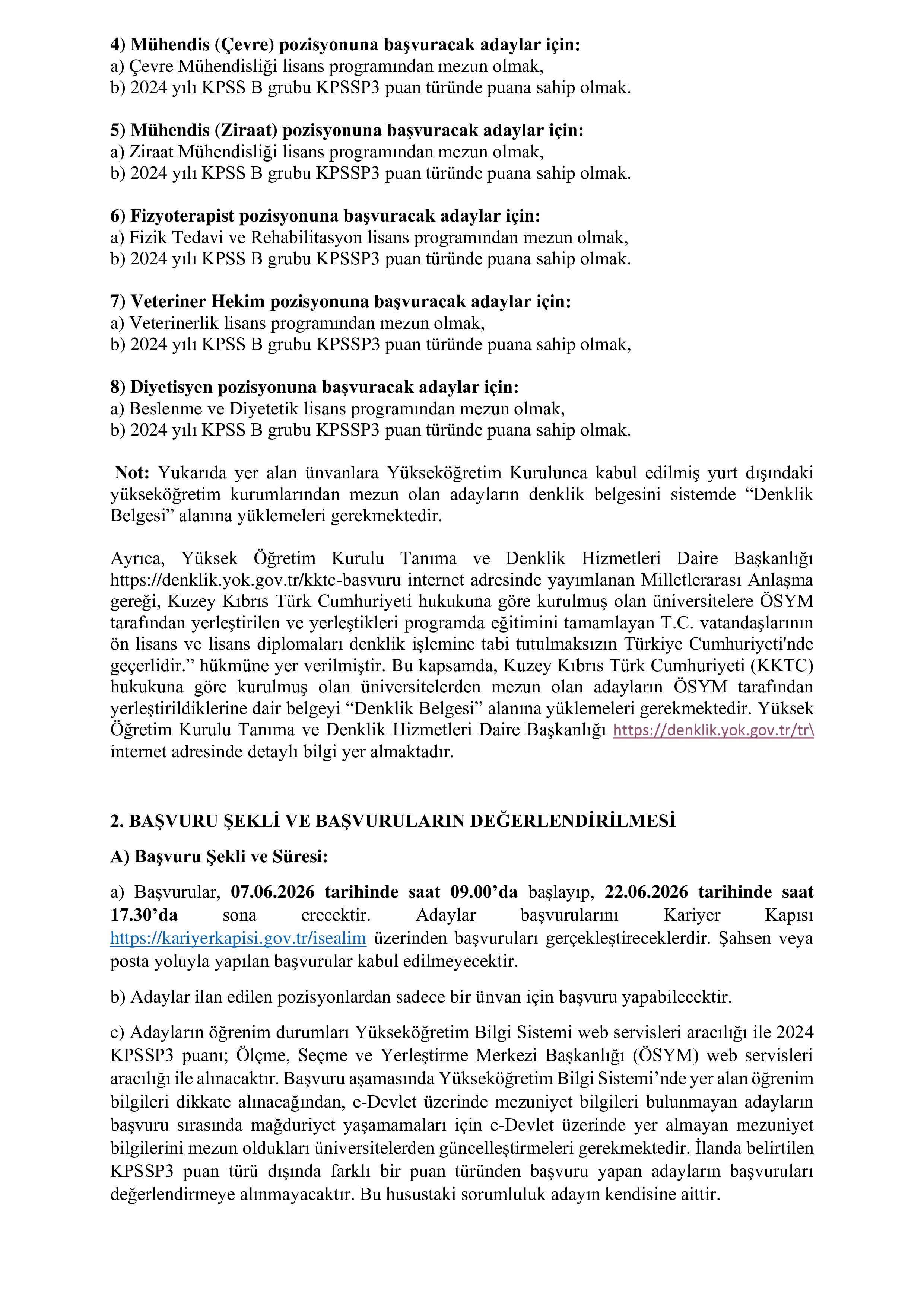 ADALET BAKANLIĞI ZABIT KÂTİBİ, MÜBAŞİR VE DİĞER ÜNVANLARDA 7.615 SÖZLEŞMELİ PERSONEL ALINACAKTIR. ( 7 Haziran - 22 Haziran) İlan İçeriği Sayfa 2