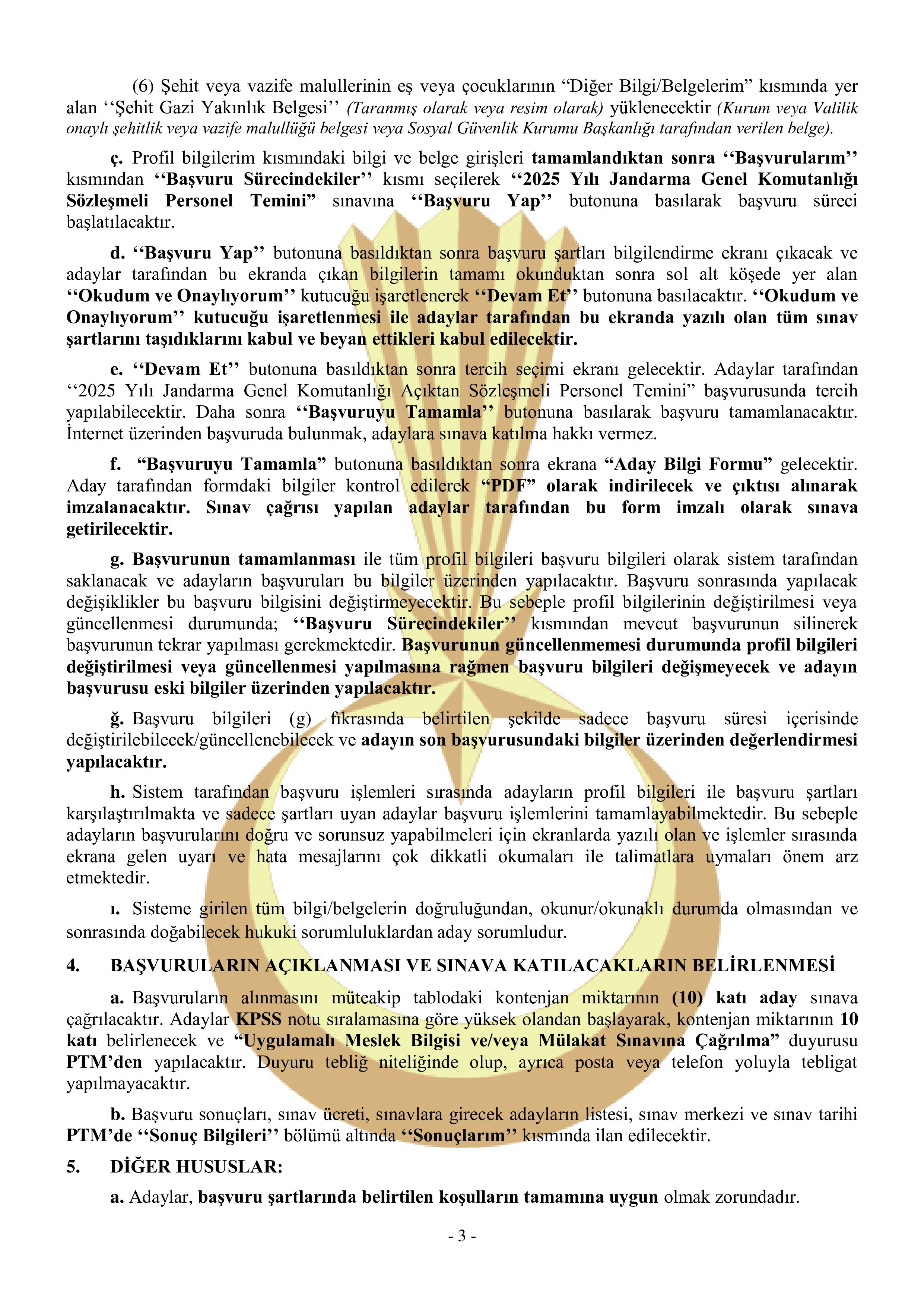 İlan İçeriği Sayfa 3 JANDARMA GENEL KOMUTANLIĞI 29 SÖZLEŞMELİ PERSONEL TEMİN EDECEKTİR ( 6 Kasım - 20 Kasım) İlan İçeriği Sayfa 3