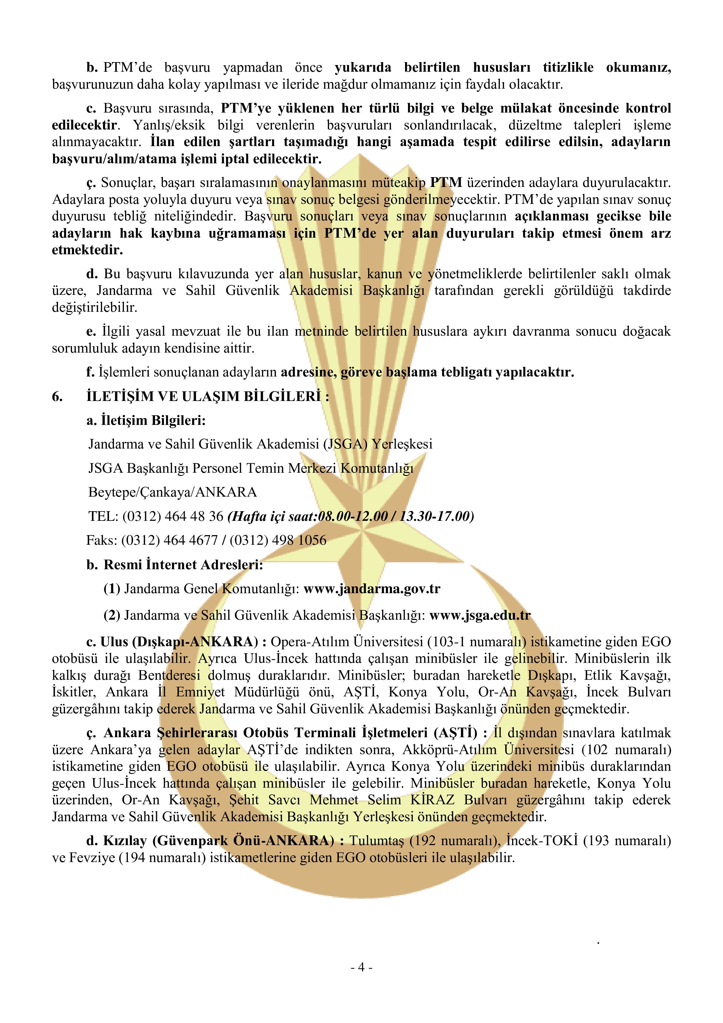İlan İçeriği Sayfa 4 JANDARMA GENEL KOMUTANLIĞI 29 SÖZLEŞMELİ PERSONEL TEMİN EDECEKTİR ( 6 Kasım - 20 Kasım) İlan İçeriği Sayfa 4