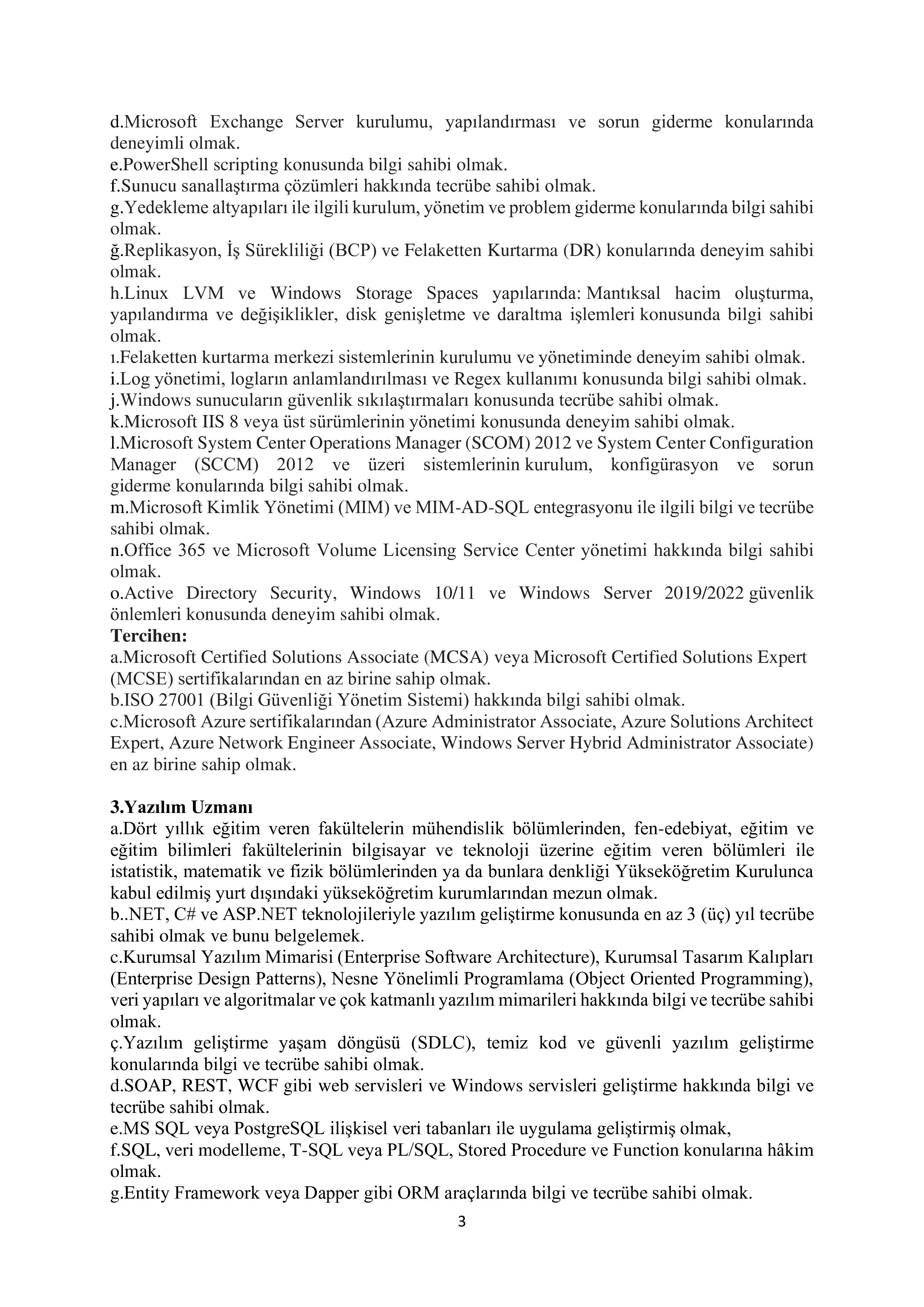 YURTDIŞI TÜRKLER VE AKRABA TOPLULUKLAR BAŞKANLIĞI 5  SÖZLEŞMELİ BİLİŞİM PERSONELİ ALACAK ( 7 Ekim - 22 Ekim) İlan İçeriği Sayfa 3