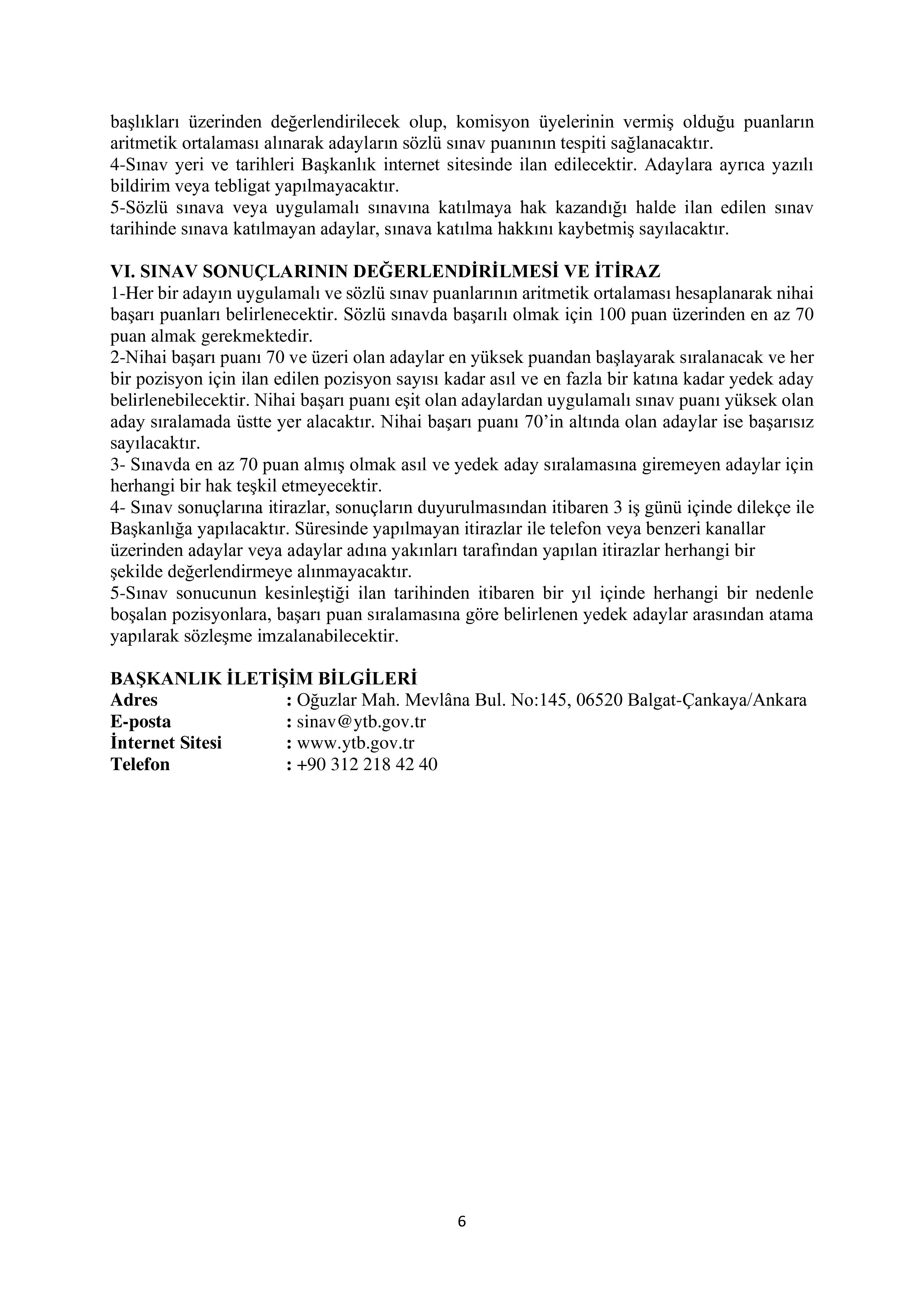 YURTDIŞI TÜRKLER VE AKRABA TOPLULUKLAR BAŞKANLIĞI 5  SÖZLEŞMELİ BİLİŞİM PERSONELİ ALACAK ( 7 Ekim - 22 Ekim) İlan İçeriği Sayfa 6