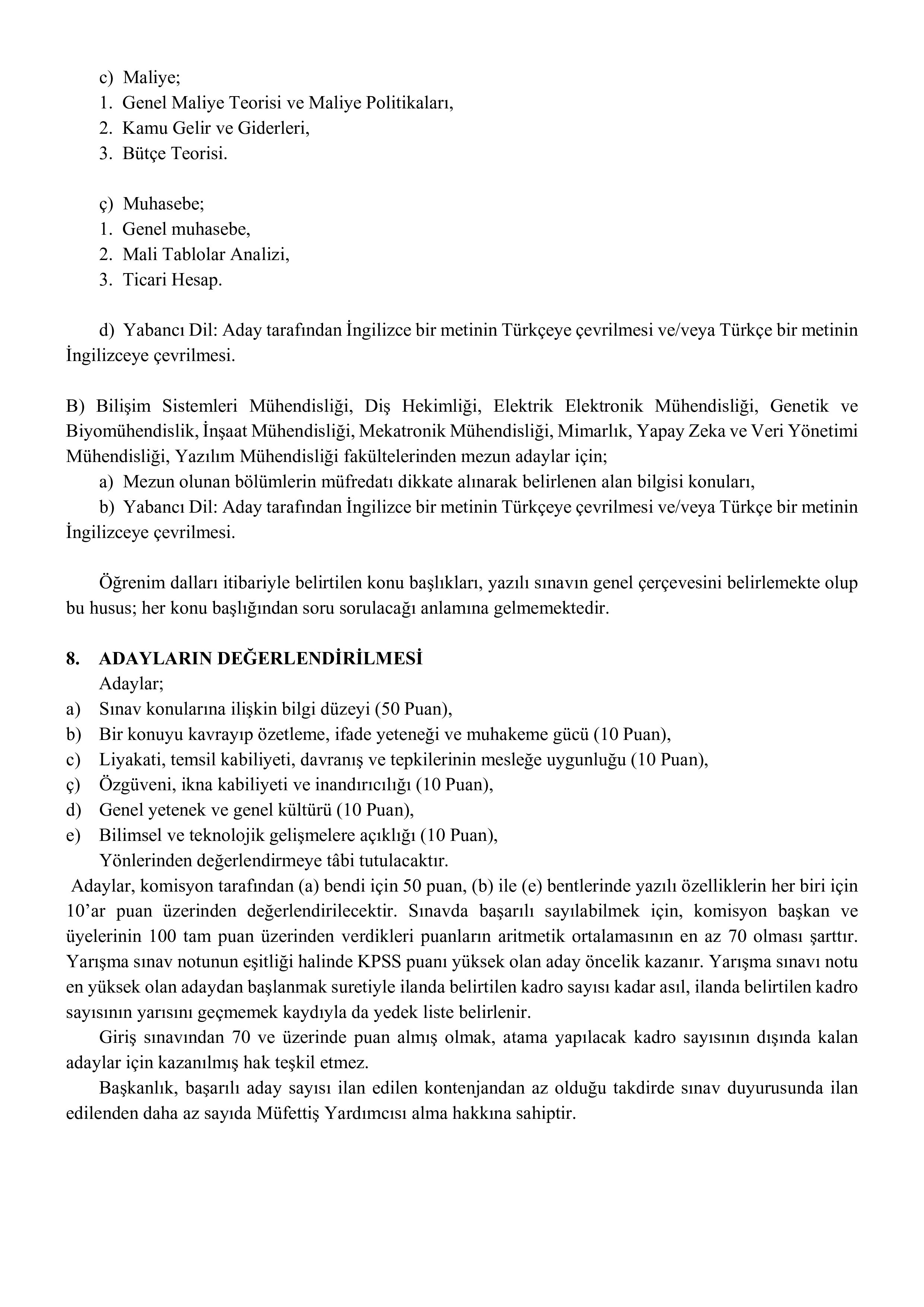 SAĞLIK BAKANLIĞI 35 MÜFETTİŞ YARDIMCISI ALACAK ( 25 Ağustos - 9 Eylül) İlan İçeriği Sayfa 4