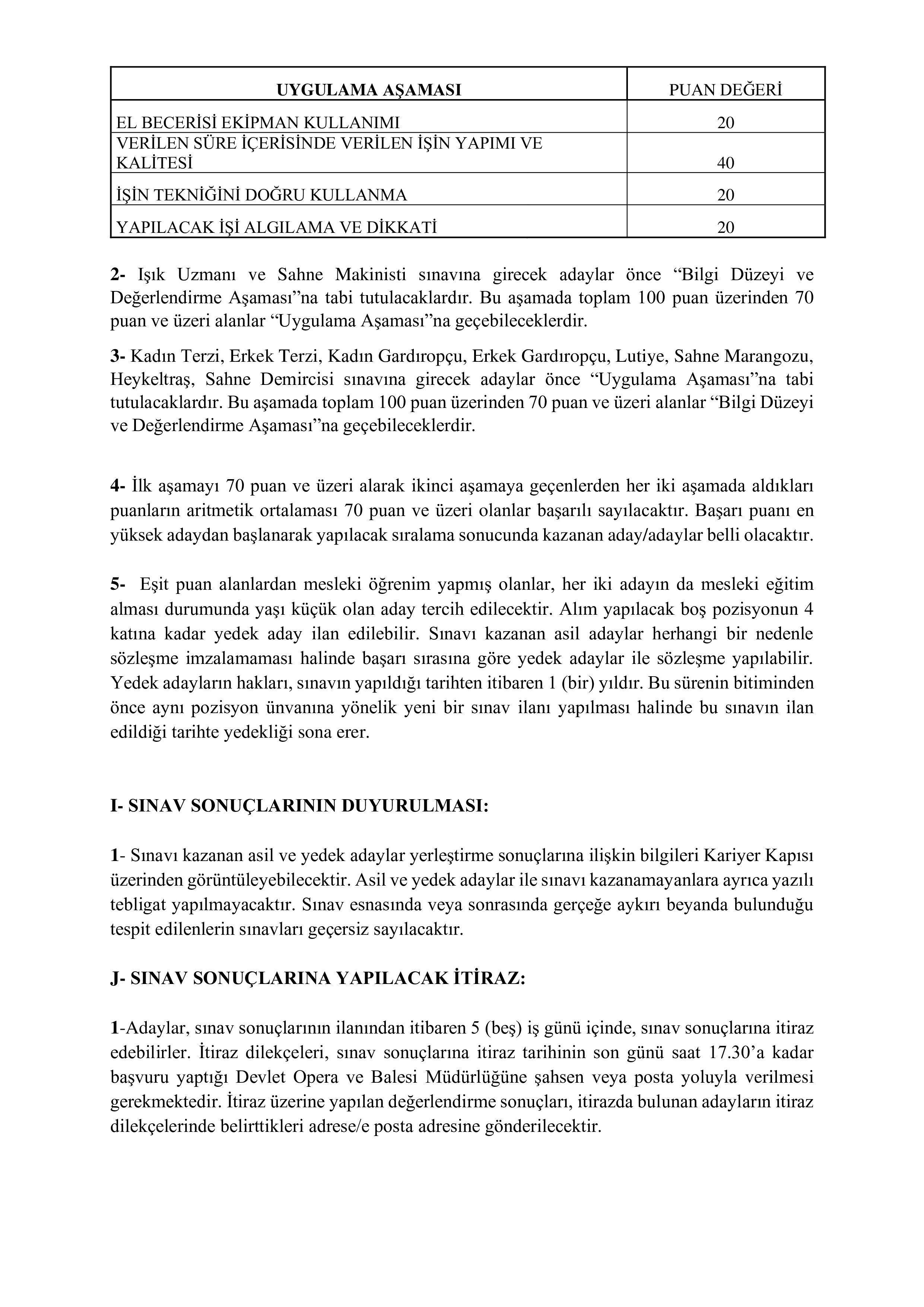DEVLET OPERA VE BALESİ GENEL MÜDÜRLÜĞÜ 25 SÖZLEŞMELİ PERSONEL ALACAK ( 8 Aralık - 22 Aralık) İlan İçeriği Sayfa 8