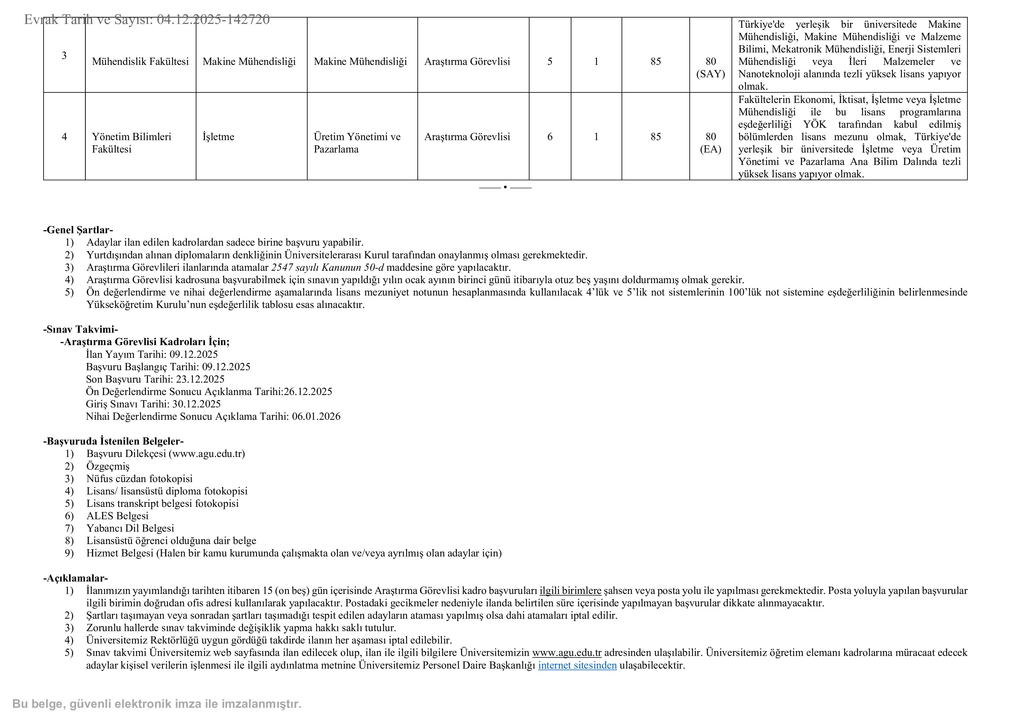 İlan İçeriği Sayfa 3 ABDULLAH GÜL ÜNİVERSİTESİ 9 ÖĞRETİM ELEMANI ALACAK ( 9 Aralık - 23 Aralık) İlan İçeriği Sayfa 3