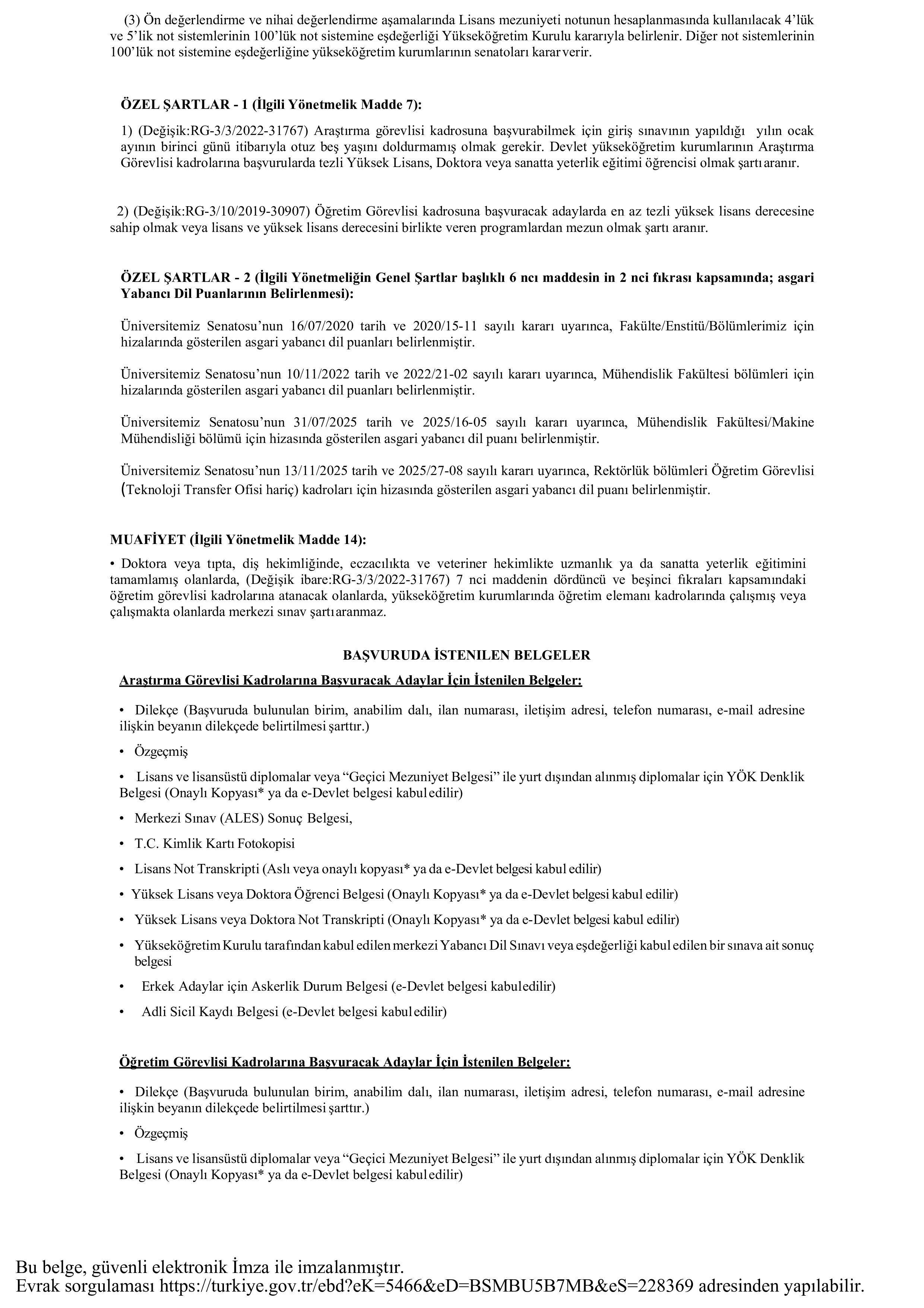 GEBZE TEKNİK ÜNİVERSİTESİ 9  ÖĞRETİM ELEMANI ALACAK ( 9 Aralık - 26 Aralık) İlan İçeriği Sayfa 4