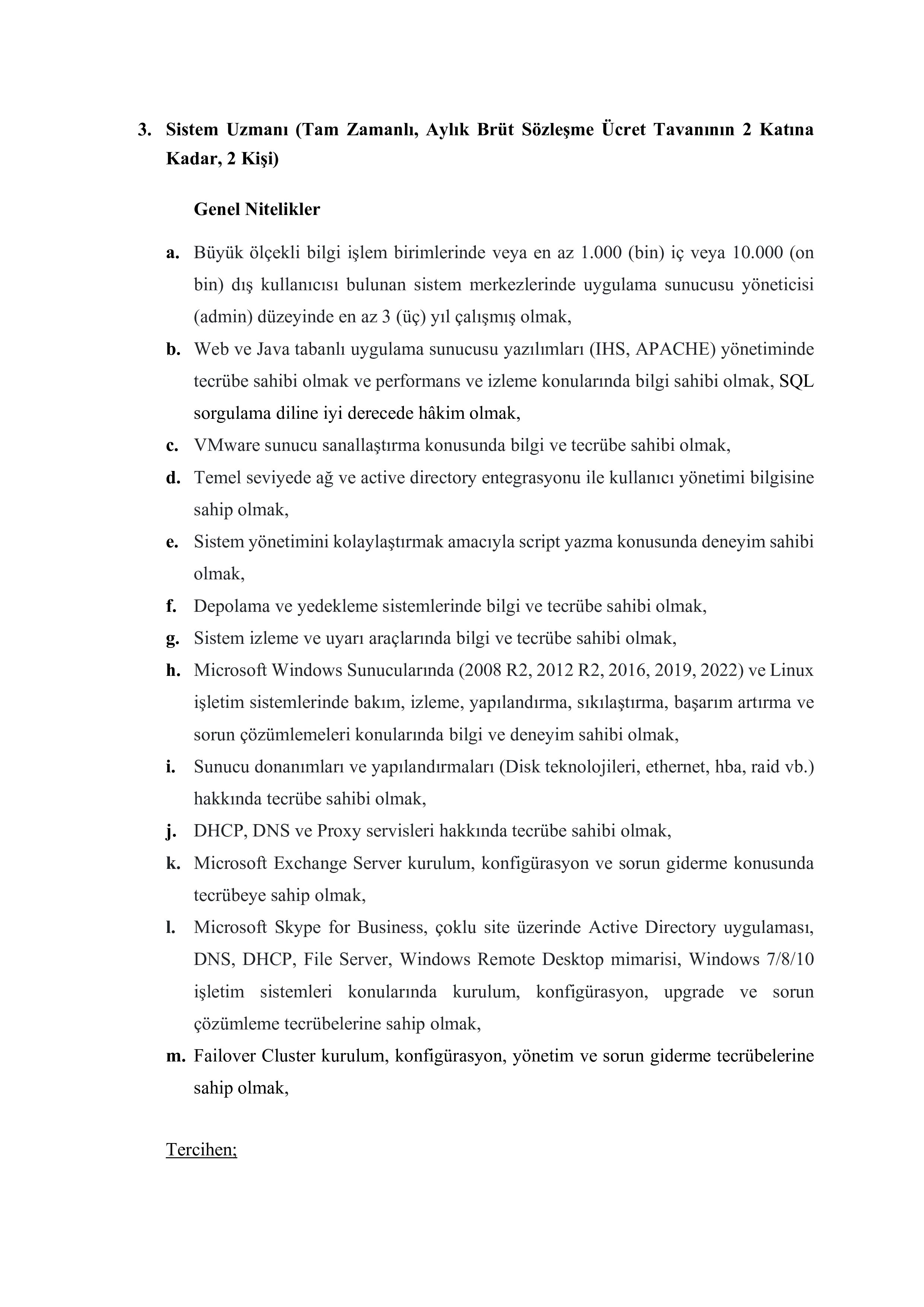 TÜRK STANDARTLARI ENSTİTÜSÜ 13 SÖZLEŞMELİ BİLİŞİM PERSONELİ ALACAK ( 10 Ekim - 20 Ekim) İlan İçeriği Sayfa 13