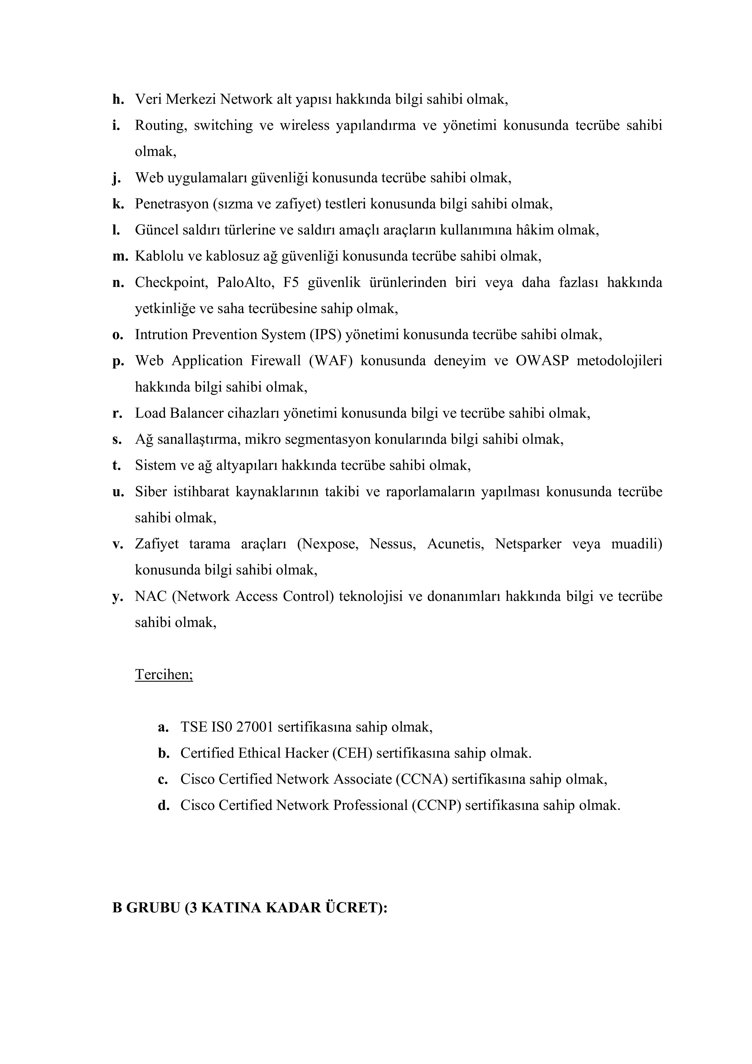 TÜRK STANDARTLARI ENSTİTÜSÜ 13 SÖZLEŞMELİ BİLİŞİM PERSONELİ ALACAK ( 10 Ekim - 20 Ekim) İlan İçeriği Sayfa 3