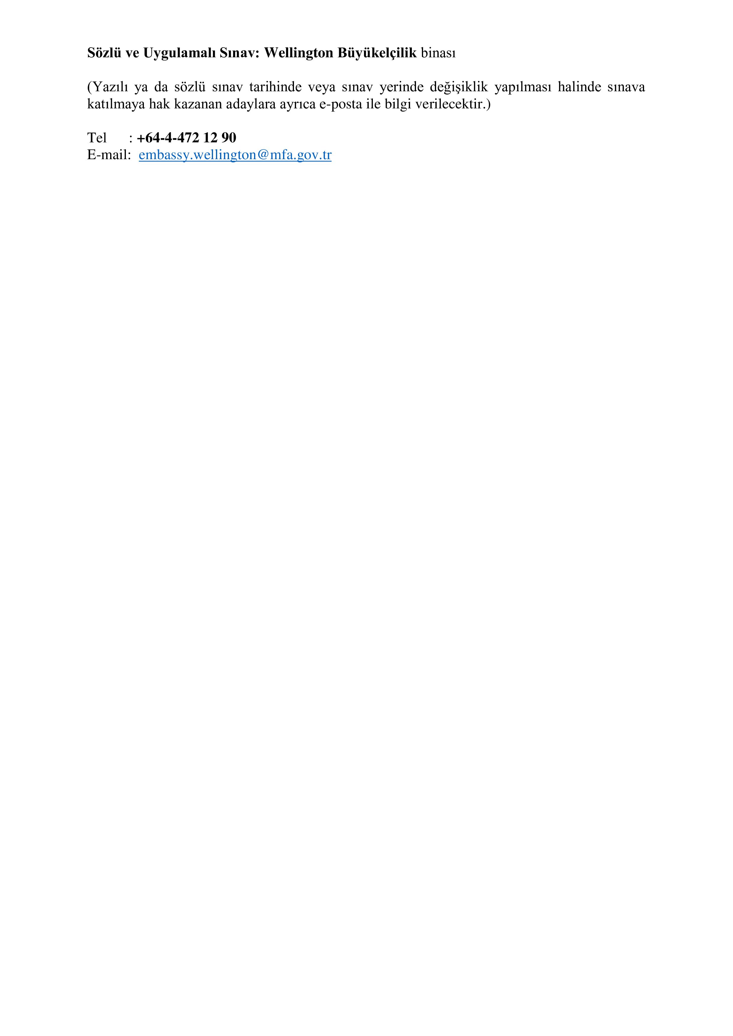 DIŞİŞLERİ BAKANLIĞI 1 SÖZLEŞMELİ SEKRETER ALACAK ( 16 Mart - 13 Nisan) İlan İçeriği Sayfa 3