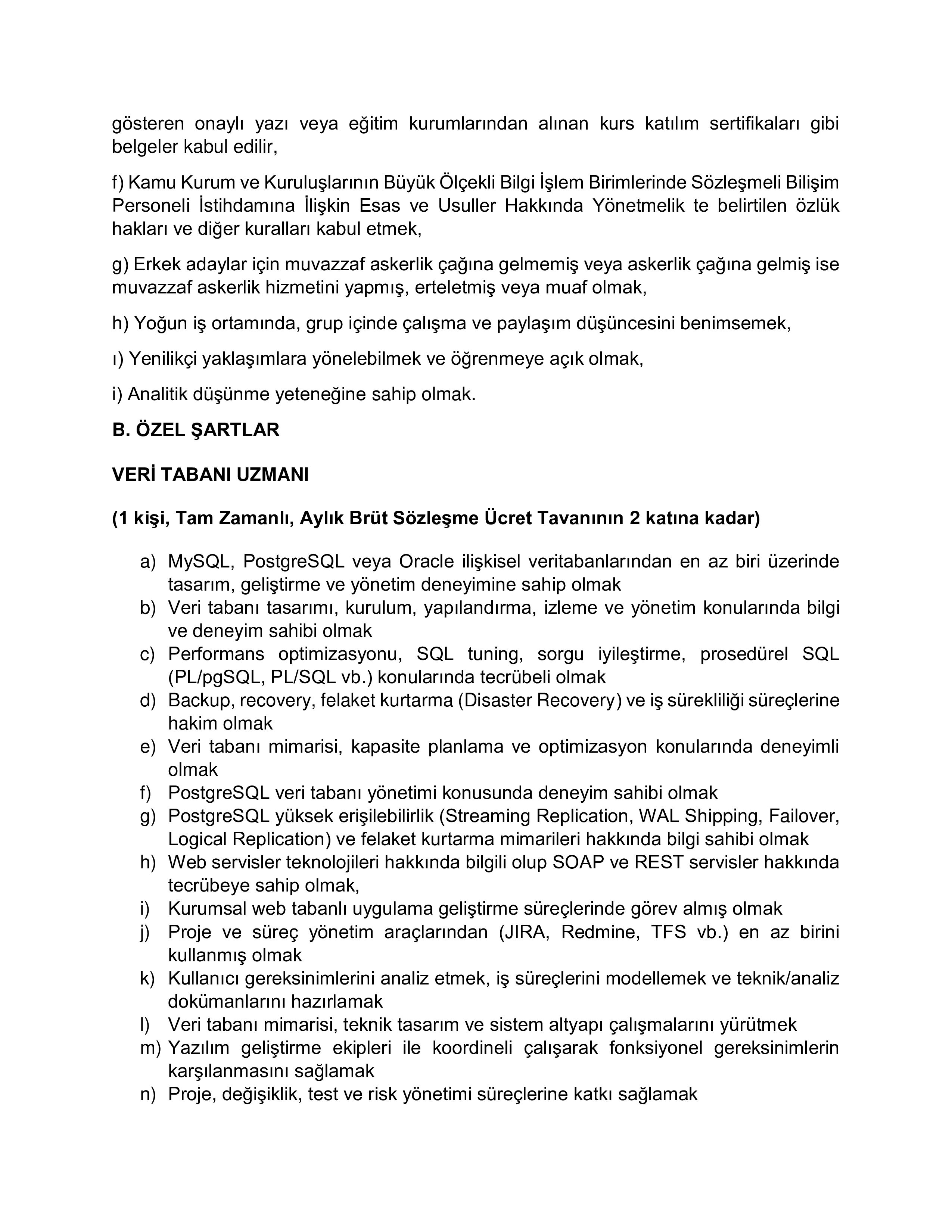 HACETTEPE ÜNİVERSİTESİ 1 SÖZLEŞMELİ BİLİŞİM PERSONELİ  ALACAK ( 9 Mart - 27 Mart) İlan İçeriği Sayfa 2