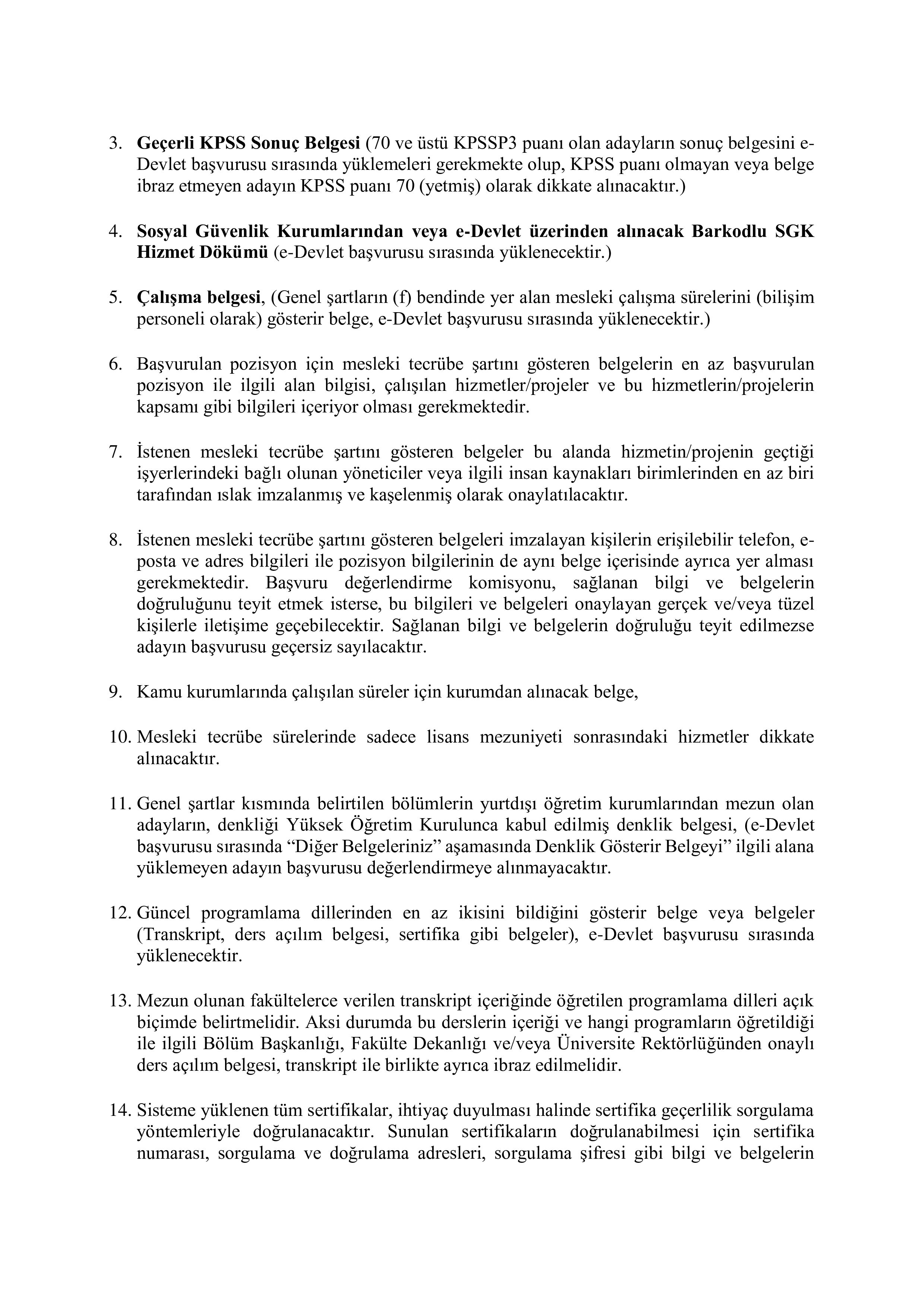 KAMU DENETÇİLİĞİ KURUMU 5 SÖZLEŞMELİ BİLİŞİM PERSONELİ ALACAK ( 9 Ocak - 24 Ocak) İlan İçeriği Sayfa 6