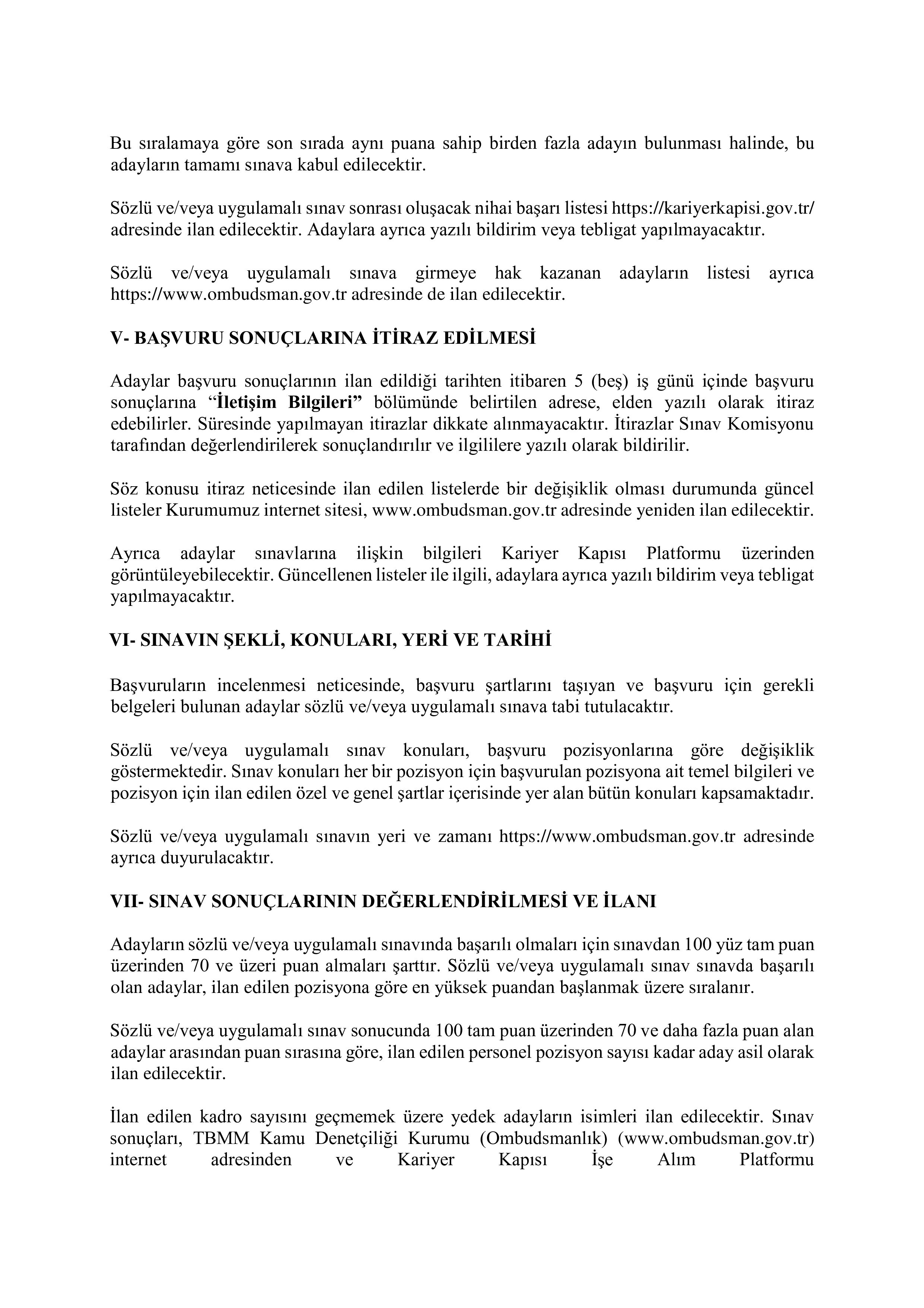 KAMU DENETÇİLİĞİ KURUMU 5 SÖZLEŞMELİ BİLİŞİM PERSONELİ ALACAK ( 9 Ocak - 24 Ocak) İlan İçeriği Sayfa 8