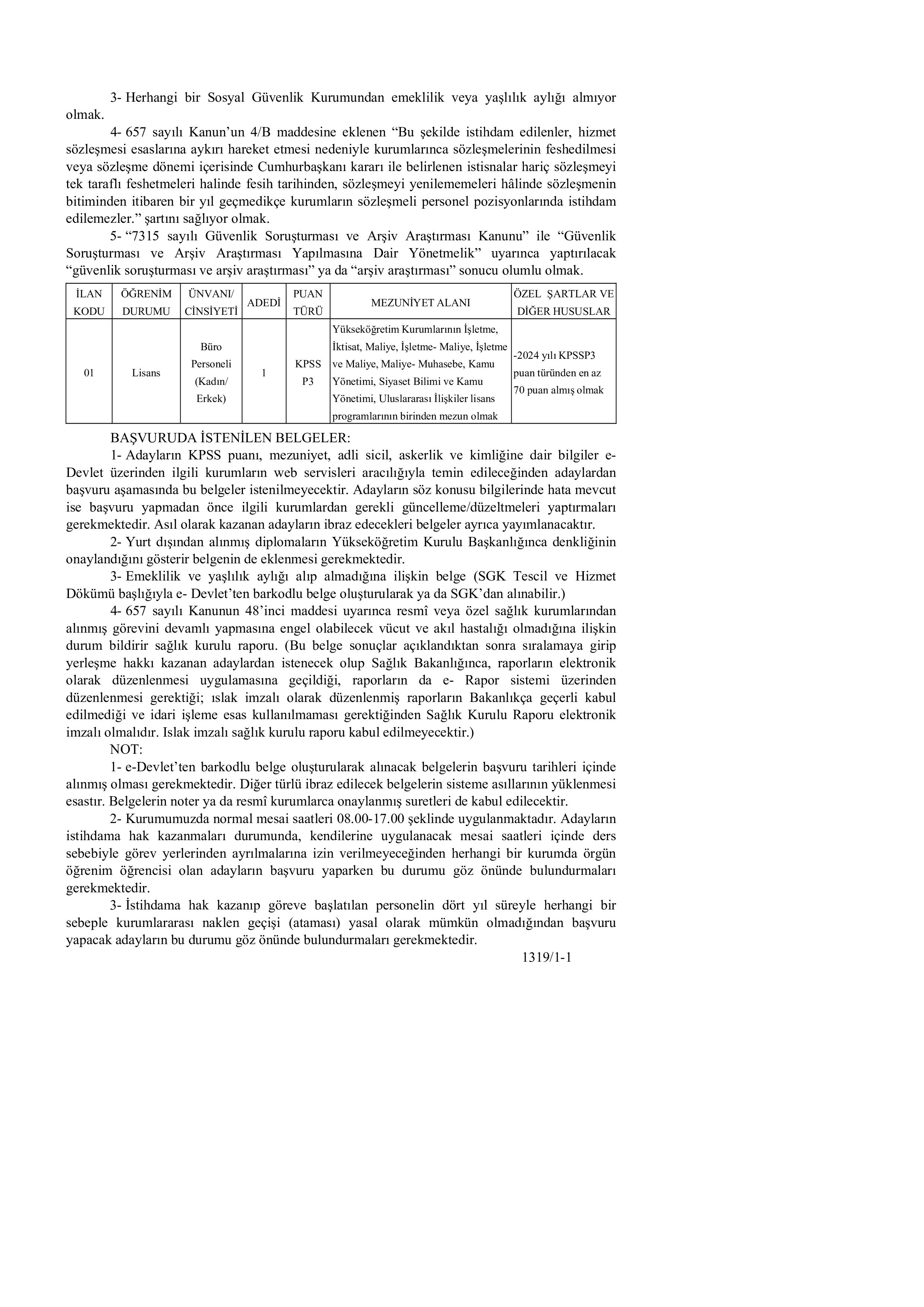 İlan İçeriği Sayfa 2 RECEP TAYYİP ERDOĞAN ÜNİVERSİTESİ 1 SÖZLEŞMELİ PERSONEL ALACAK ( 9 Şubat - 23 Şubat) İlan İçeriği Sayfa 2