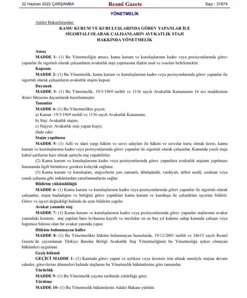memurların avukatlık stajı