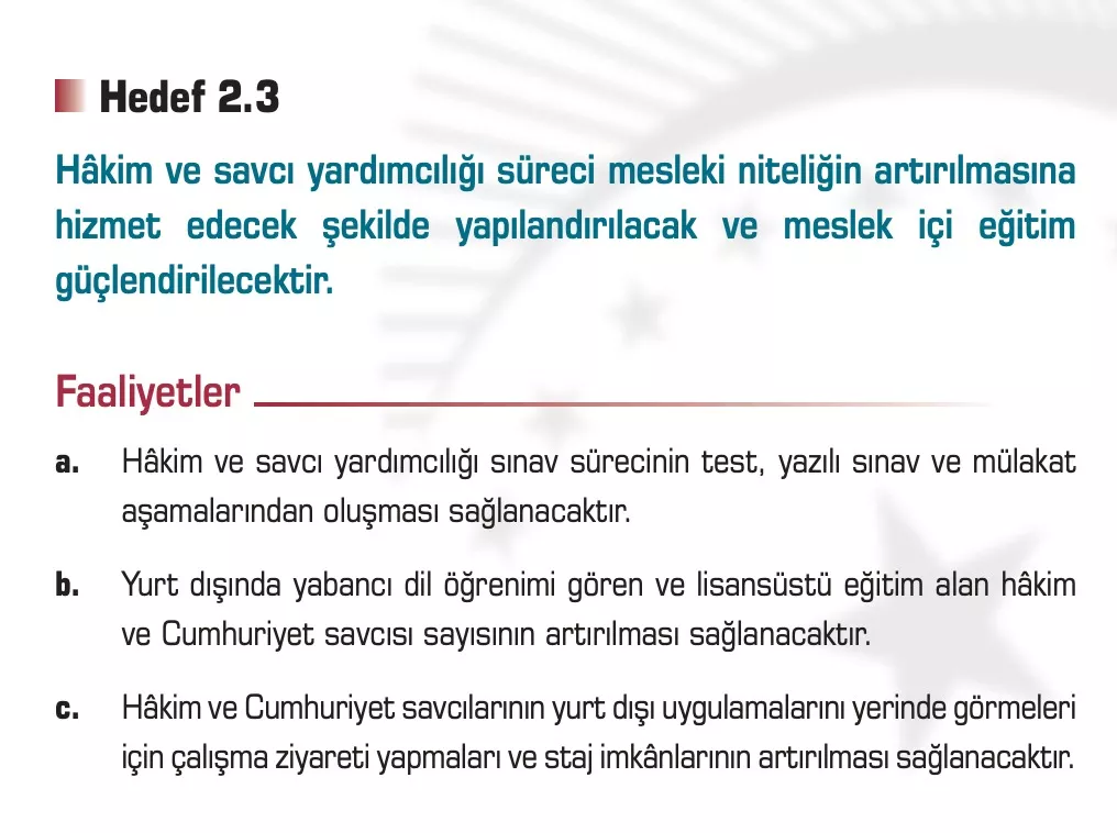 Yargı Reformu Strateji Belgesi Hakim Yardımcılığı Sınavı boyutu